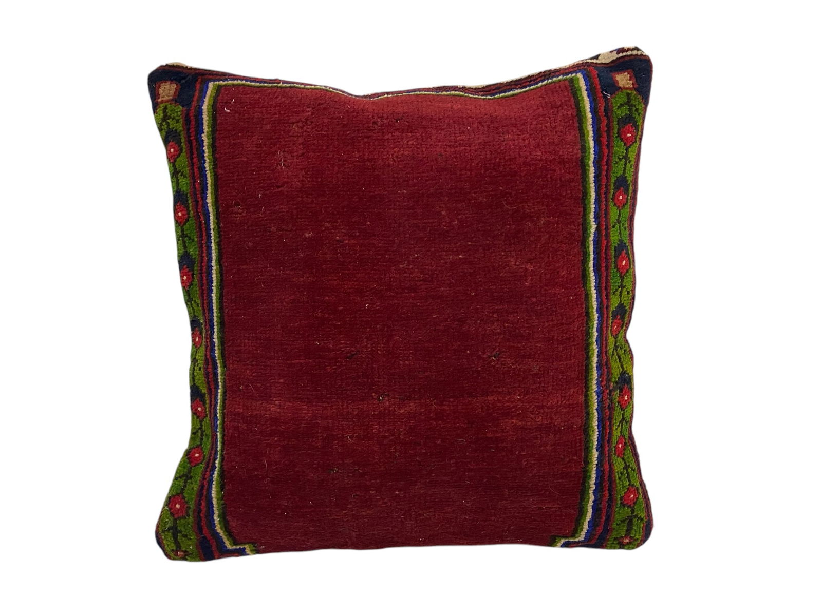 Anatolian Konya Rug Pillow Cover 17x17in Handmade Organic Wool With Zipper: This is a unique richly decorated and Hand Knotted Konya Rug Pillow designed and made in 1960's, Turkey.• The pillow is 17 x 17 Inches.• Very bright and strong colours.• Entirely hand-k