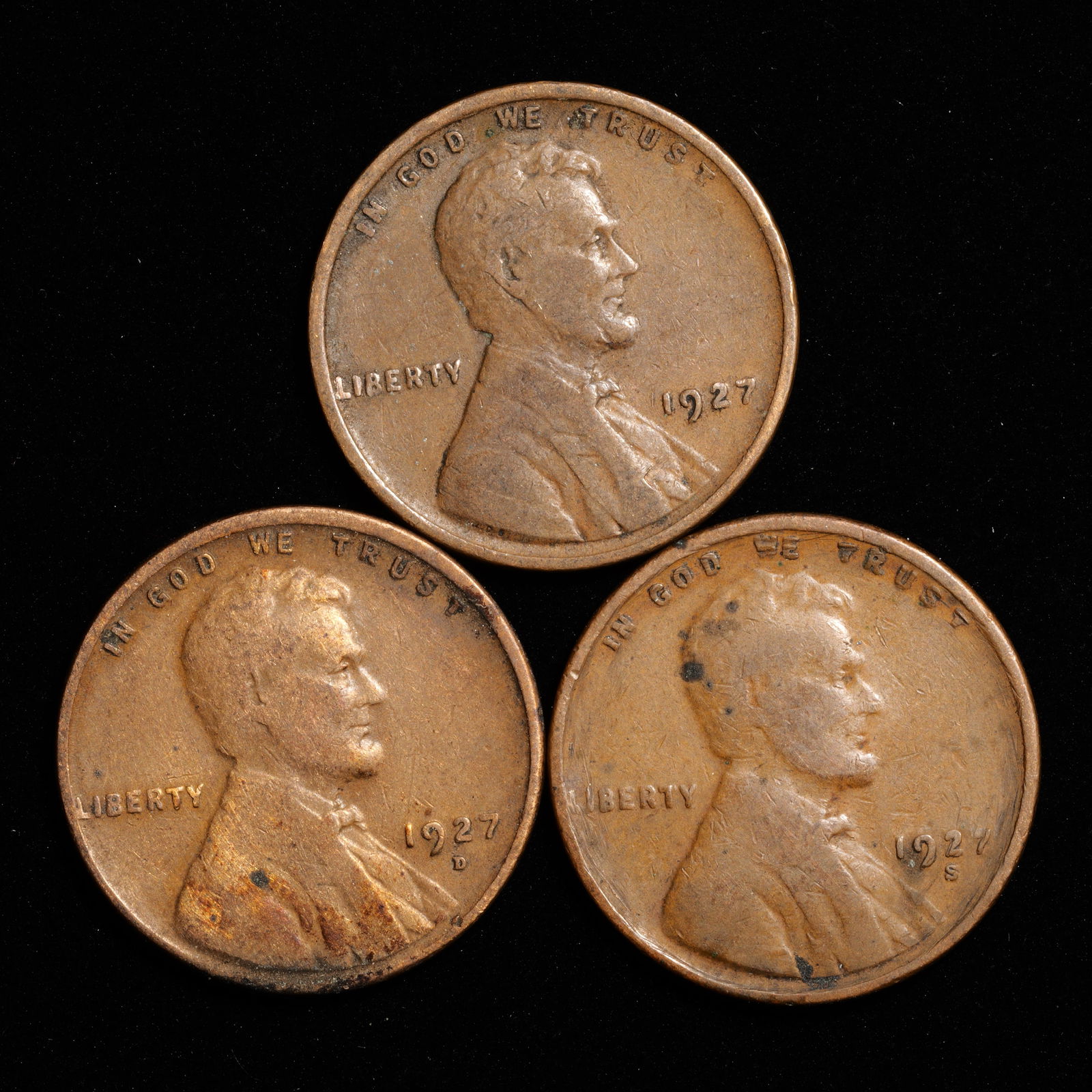 1927 P,D,S Lincoln Wheat Cents 1c *SEMI-KEY YEAR SET* (1 of 2)