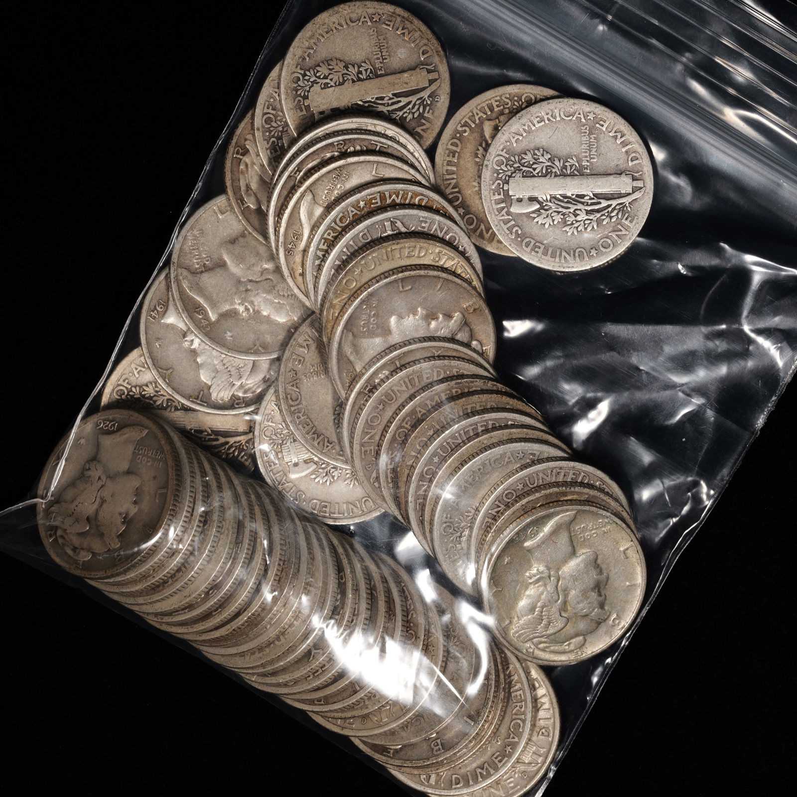 Full Roll Mercury Silver Dimes 10c (1 of 1)