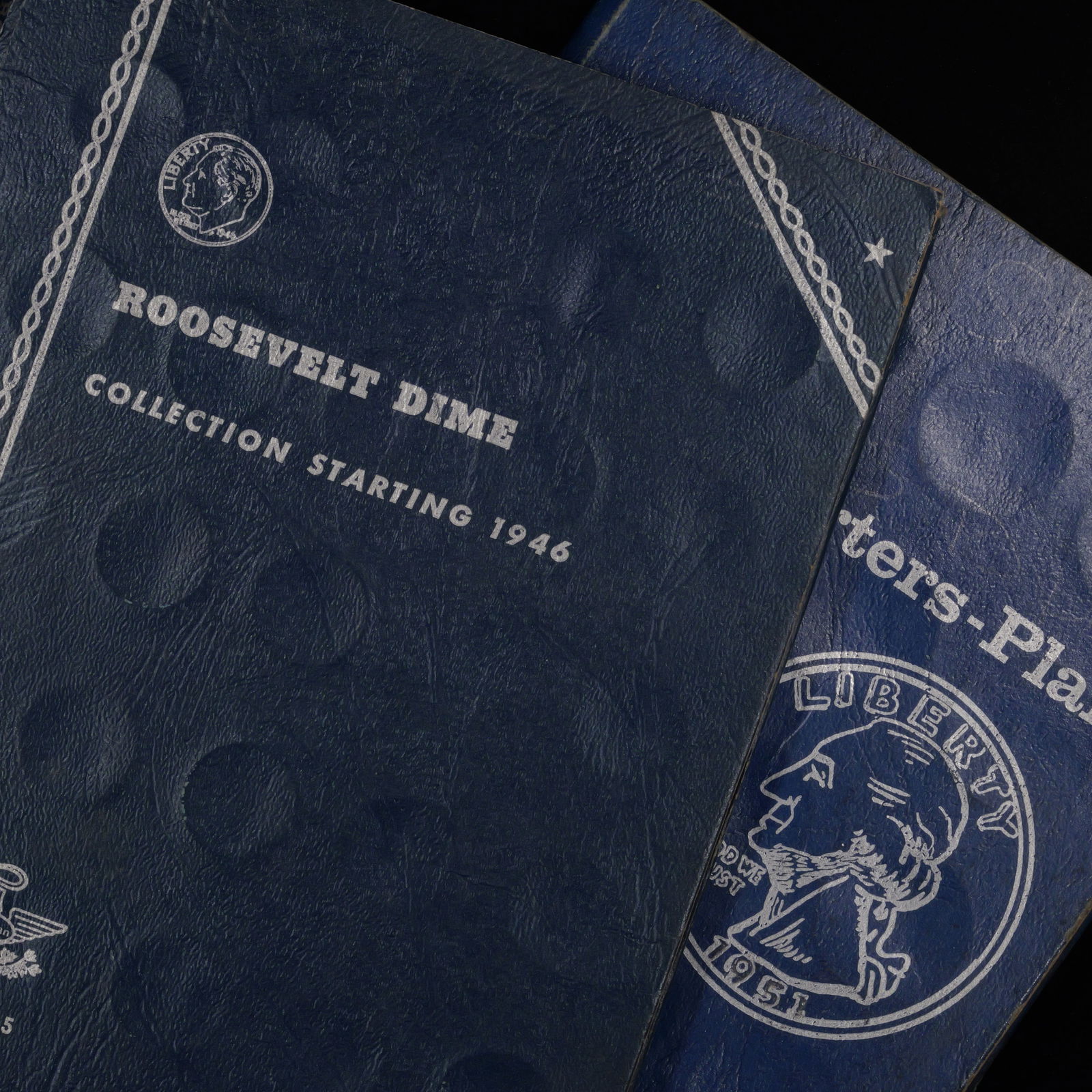 Two Coin Albums - 1x Quarter (Plain), 1x Roosevelt Dime Starting 1946 - EMPTY (1 of 1)