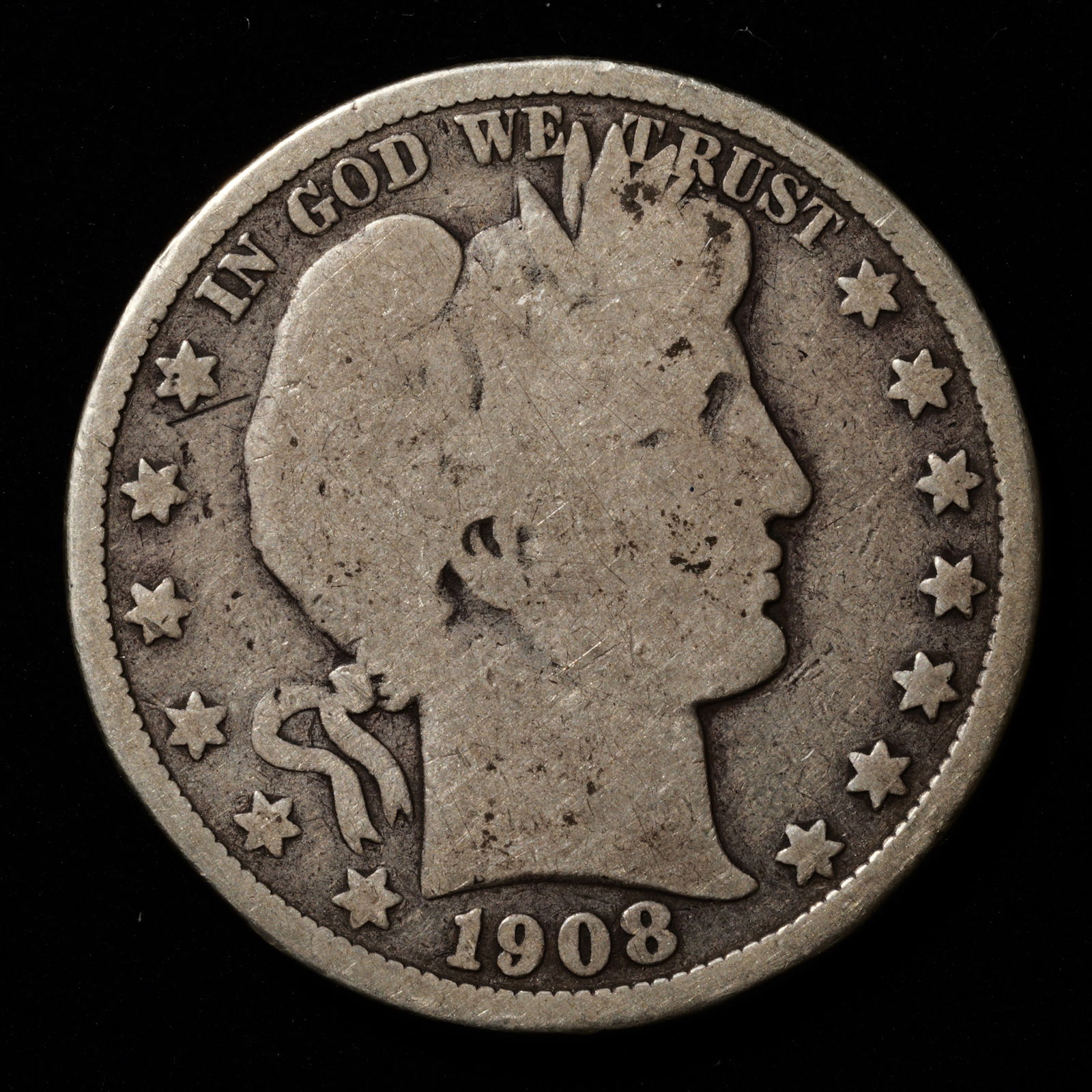 1908-O Barber Silver Half Dollar 50c (1 of 2)
