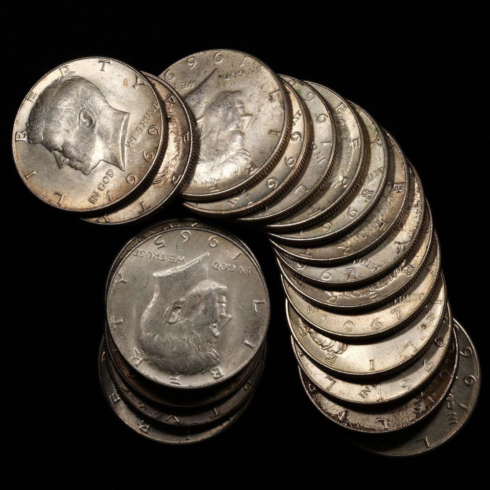 Full Roll of 40% Silver Kennedy Half Dollars 50c - 1965-1969 - 20 Coins in Tube (1 of 2)