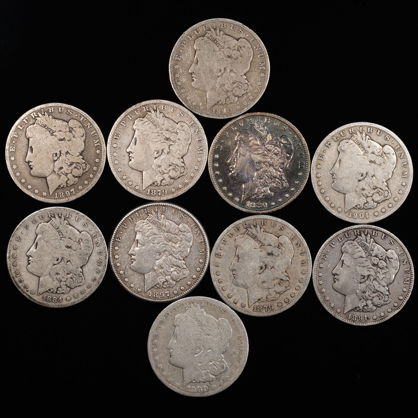 Half Roll of Pre-1921 Morgan Silver Dollars $1 - 10 Coins (1 of 2)