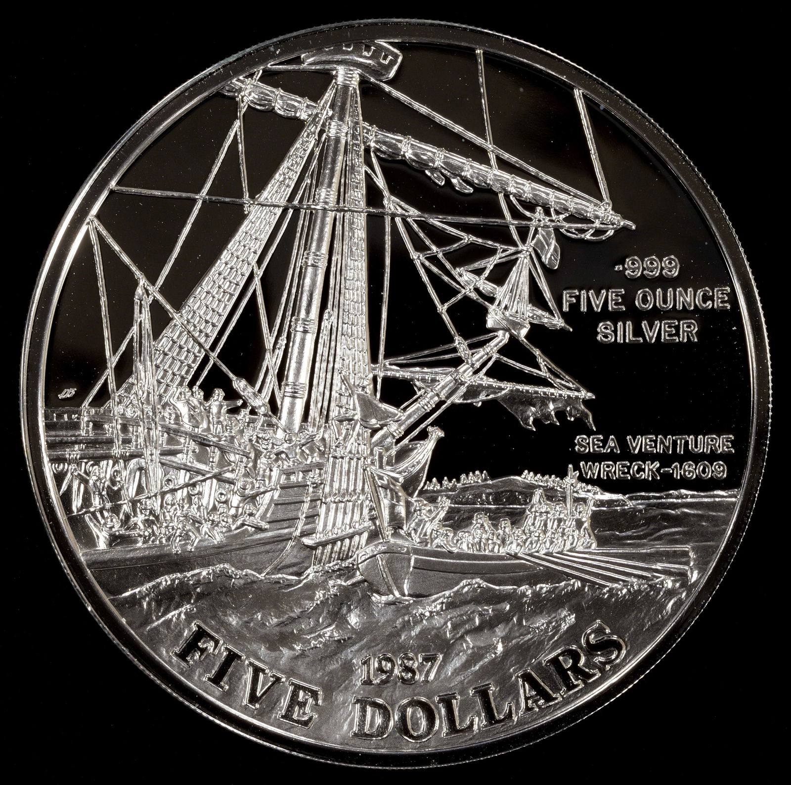 *HIGHLIGHT* 1987 Bermuda Elizabeth II 5oz Silver Round - Deep Cameo Proof (1 of 2)