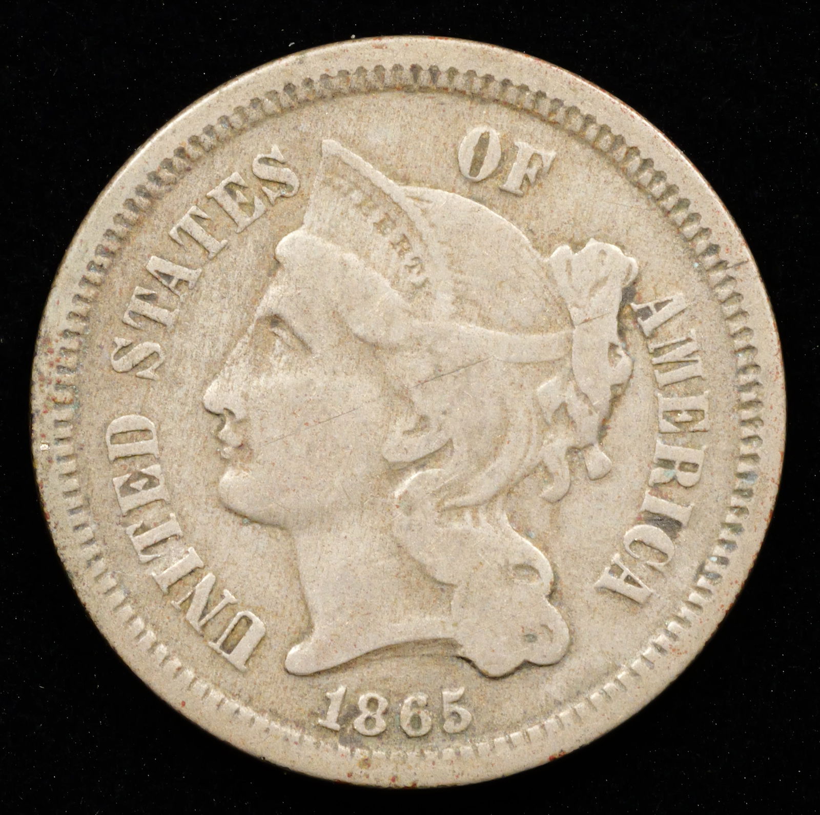 1865 Three Cent Nickel Nickel - 5c - Fine (1 of 2)