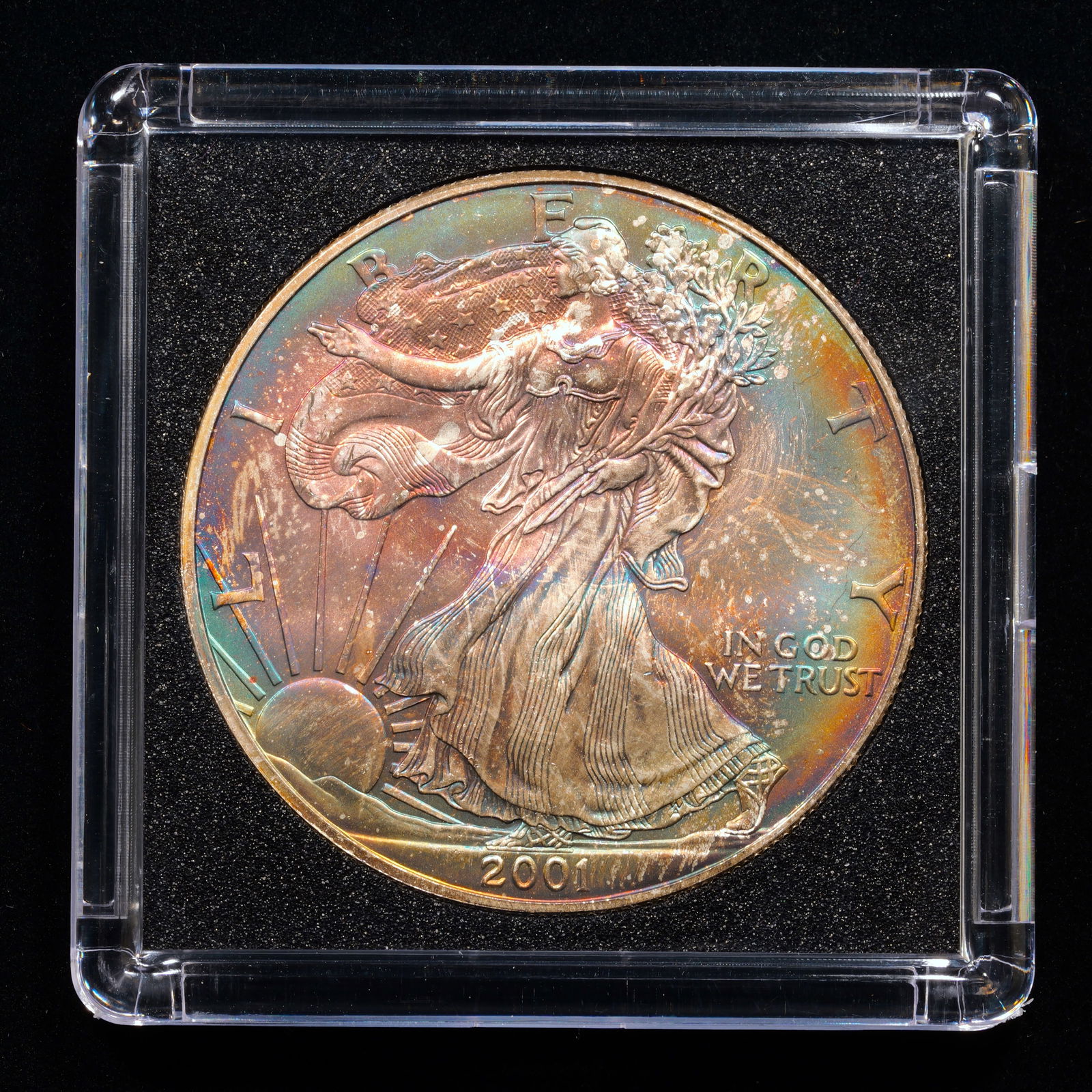 2001 American Silver Eagle - $1 - 1 oz Fine Silver Coin *RAINBOW TONED* (1 of 2)