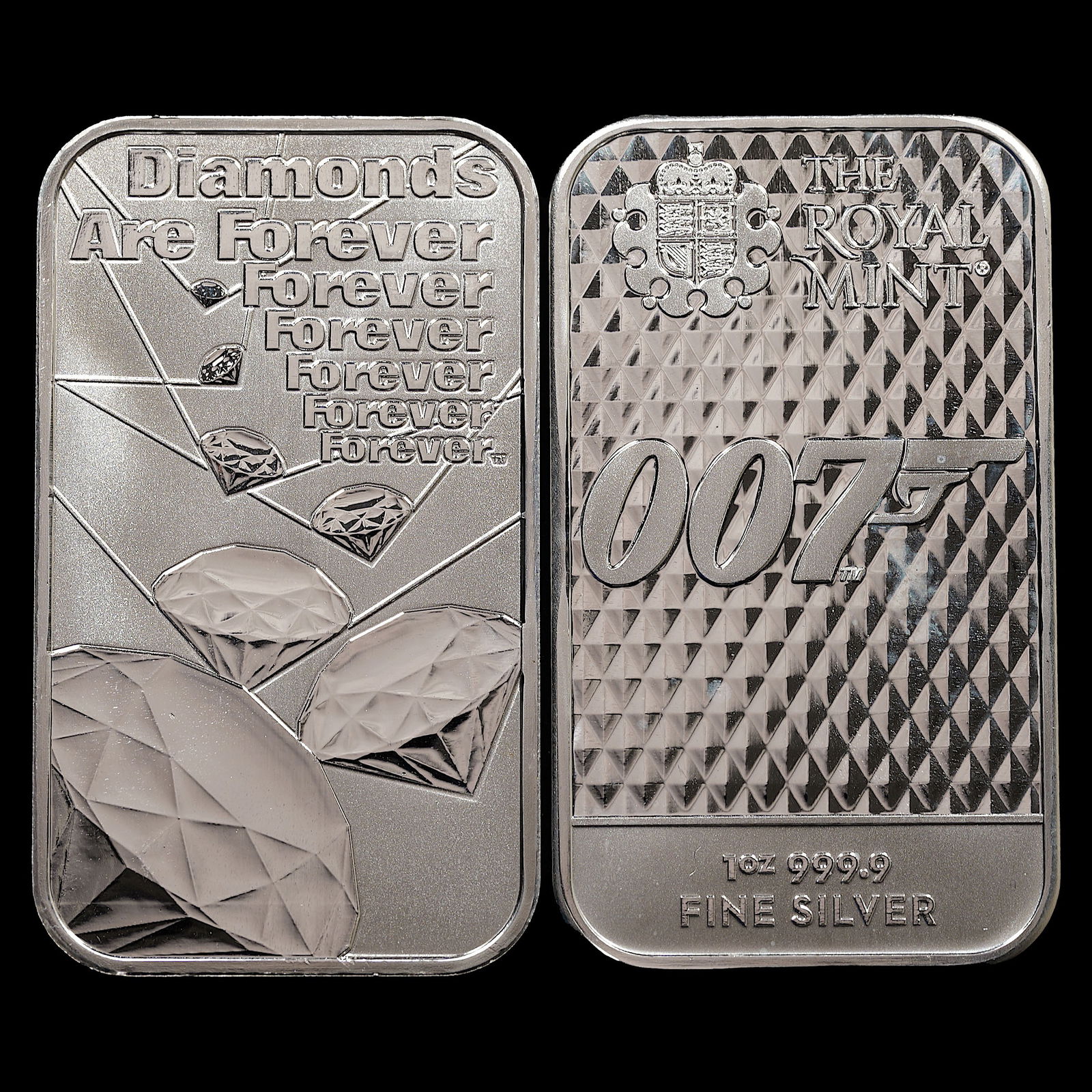 *2 oz ASW* (2) 1oz Troy James Bond 007 Silver Bars - By The Royal Mint (1 of 2)