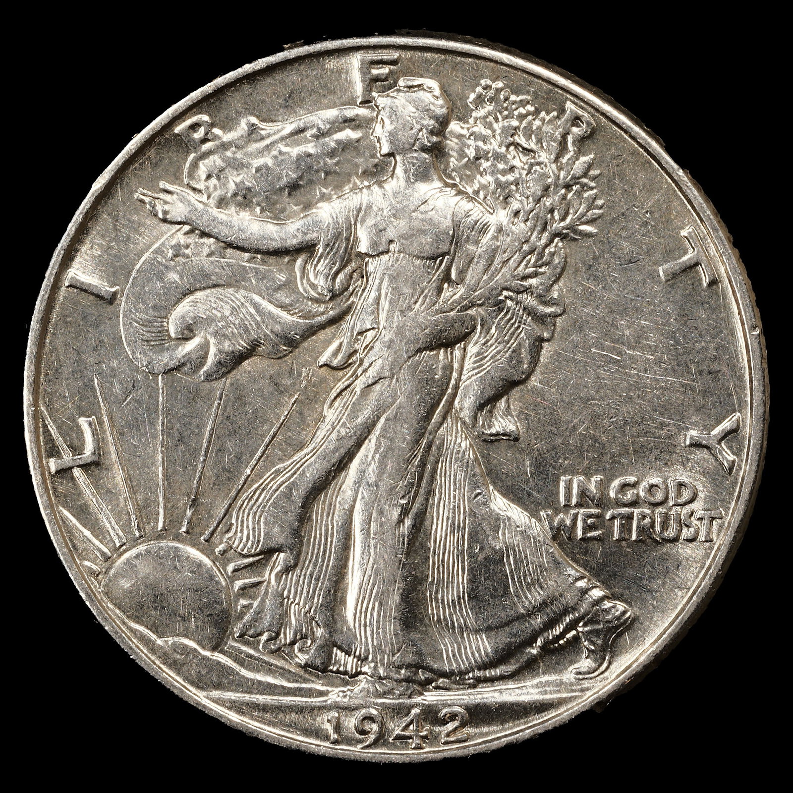 1942 Walking Libery Half Dollar - 50c - Choice About Uncirculated: Walker Low Estimate: 50.00 High Estimate: 75.00