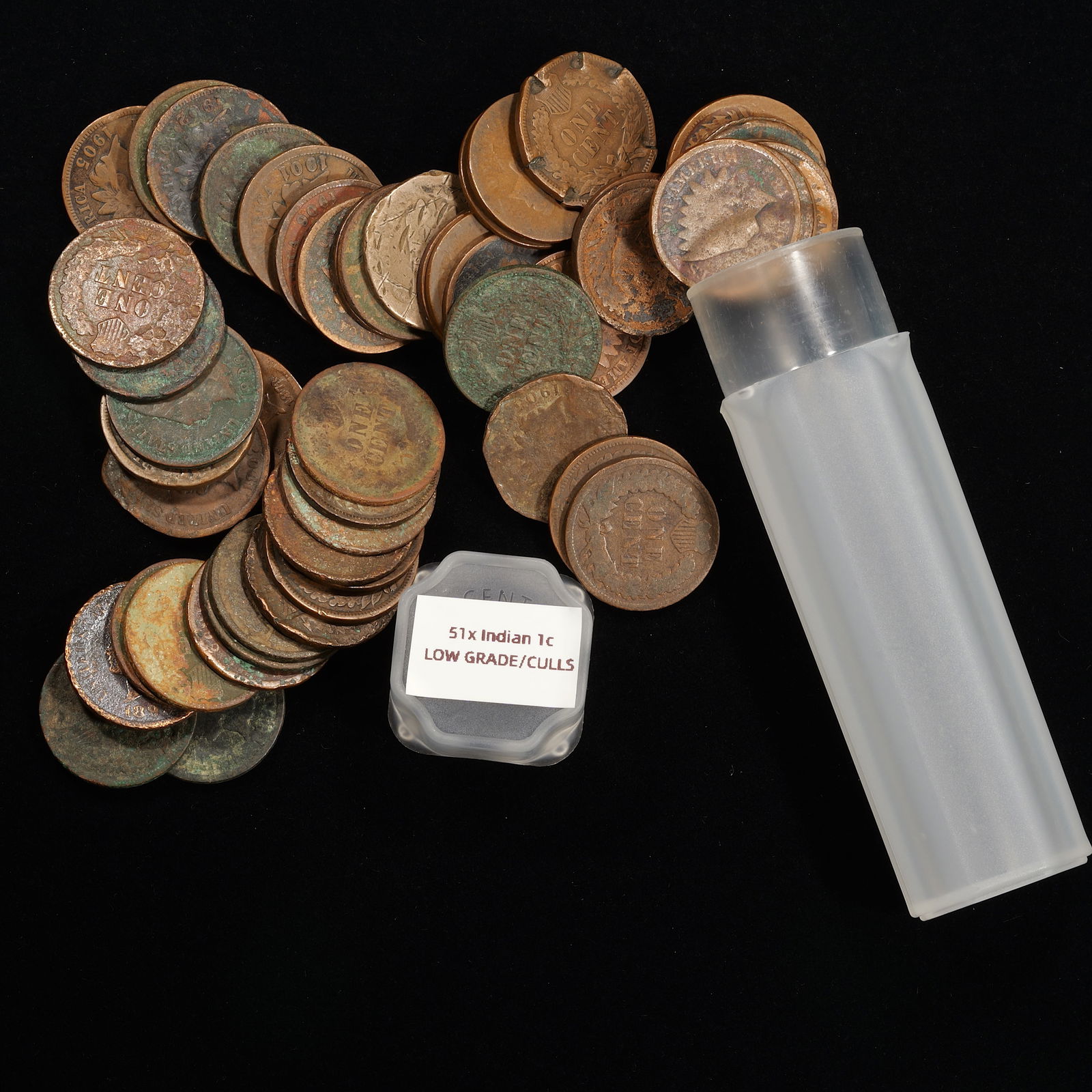 (51) Indian Head Cents - 1c - Nice Mix of Dates - Low Grade / Culls (1 of 2)