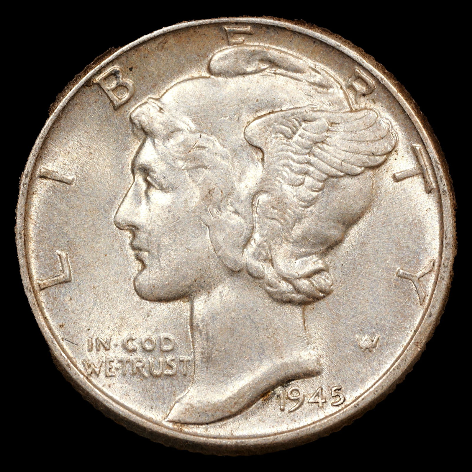1945 Mercury Silver Dime - 10c - About Uncirculated Plus (1 of 2)