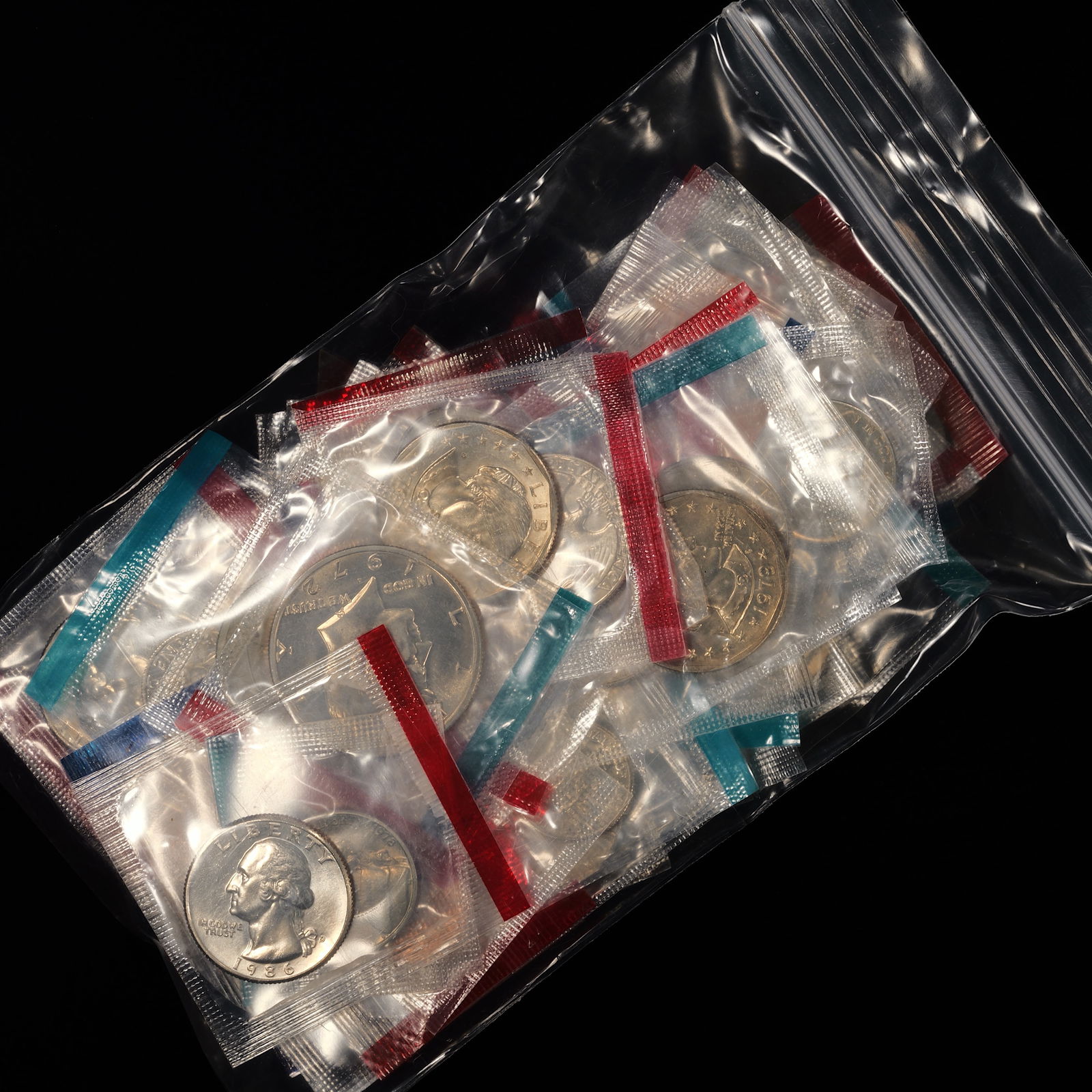 10.5 oz Bag of Mint Sealed Coins from the 1970's, 80's & 90's (1 of 2)