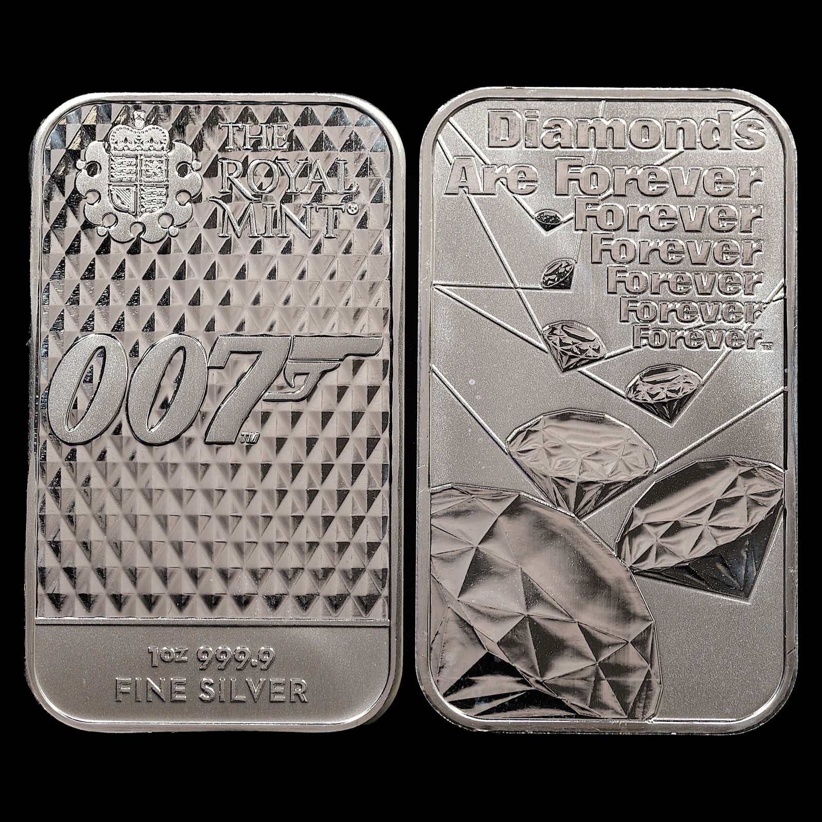 *2 oz ASW* (2) 1oz Troy James Bond 007 Silver Bars - By The Royal Mint (1 of 2)