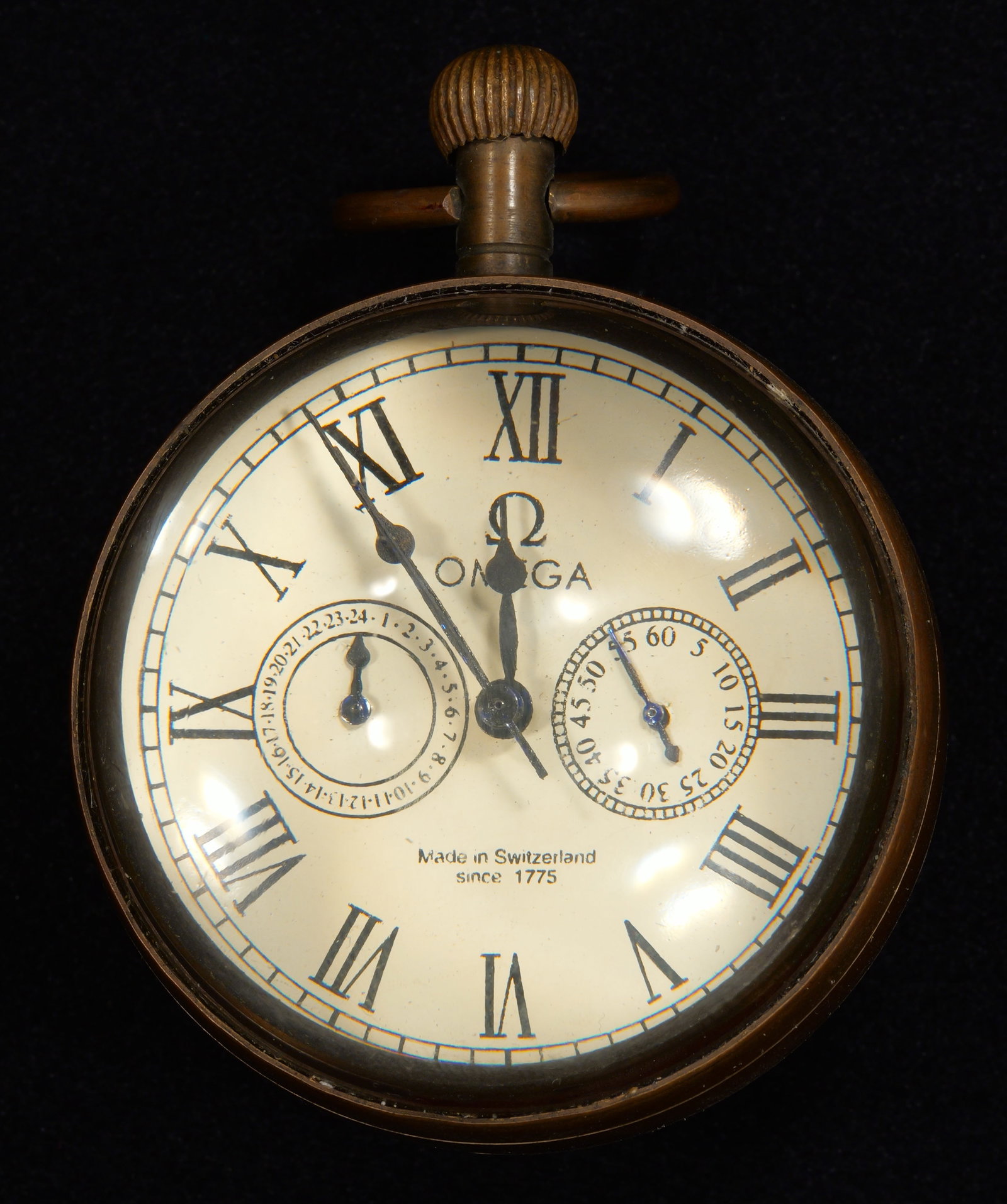 Omega Branded Ball Clock w/ 24 Hour Complication: Works Great - Authenticity Unknown on this lot