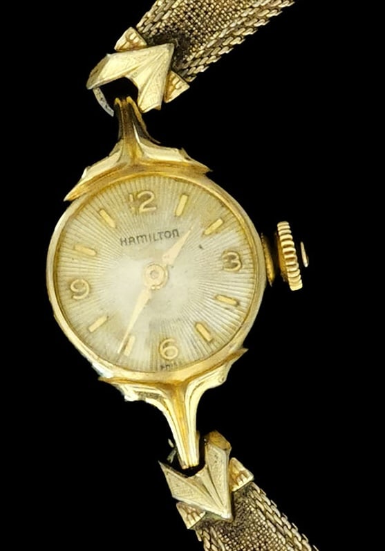 *GOLD**HIGHLIGHT* Hamilton 17 Jewels 603 watch - This one is really nice!: Vintage Hamilton 17 Jewels 603 watch, 10k rolled gold plated bezel. 10k gold filled mesh band with sunburst dial.