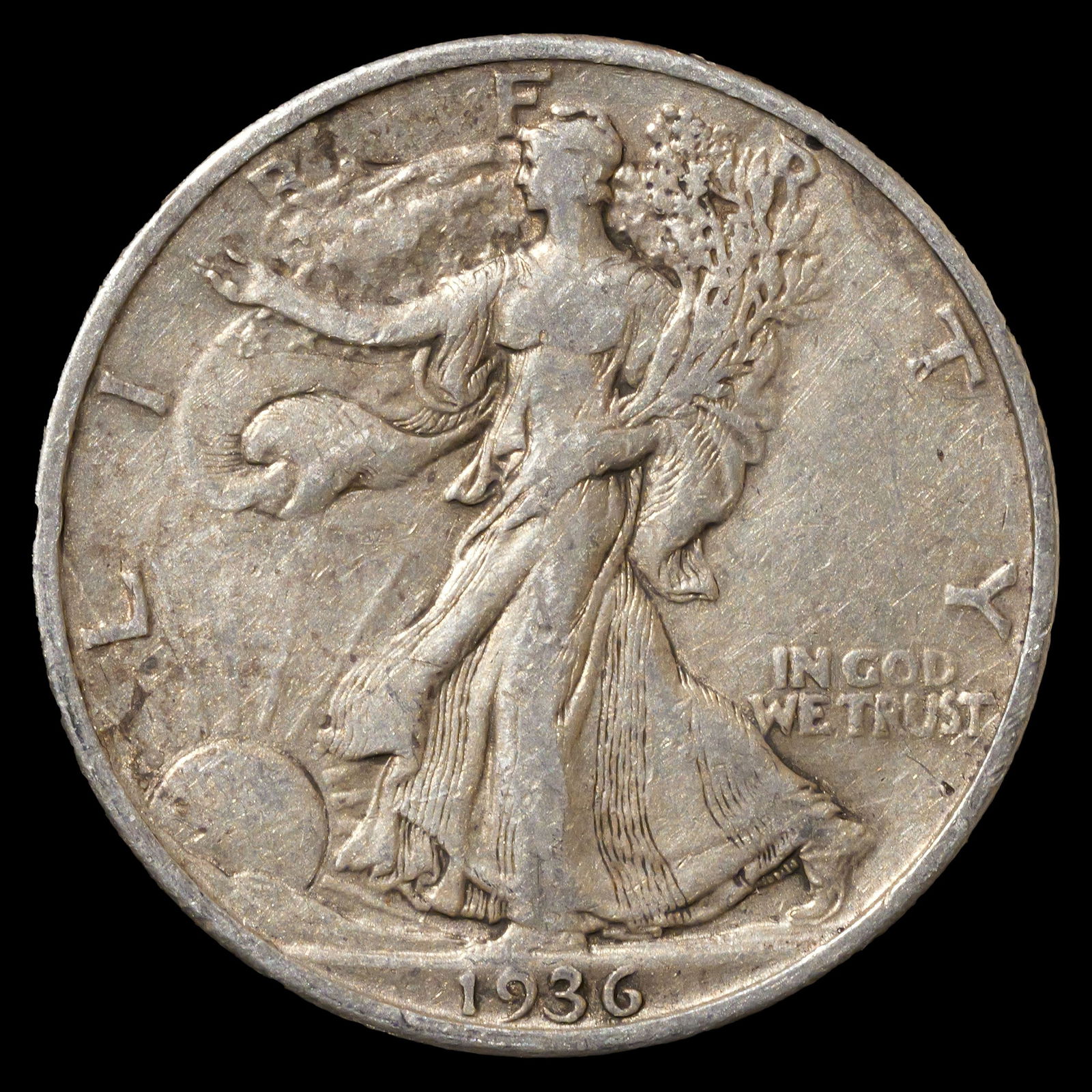 *0.362 oz ASW* 1936 Walking Liberty Silver Half Dollar - 50c (1 of 2)