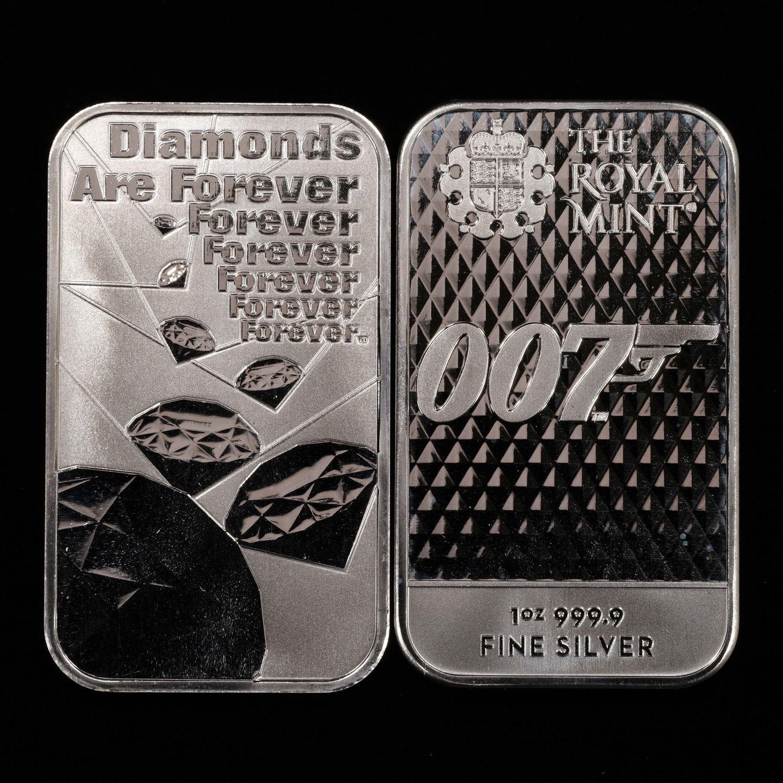 *HIGHLIGHT**2 oz ASW* (2) Royal Mint 007 Silver Bar - 1 oz Troy .999 Fine Silver Round (1 of 2)