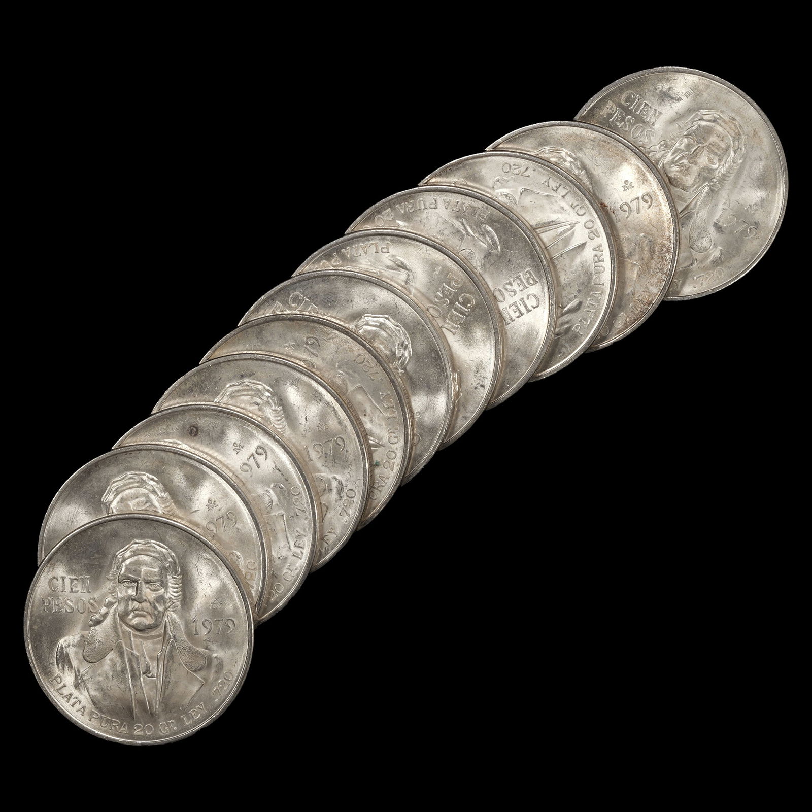 *6.425 oz ASW* (10) 1979 BU Mexico 100 Pesos Silver Morelos Coins (1 of 2)