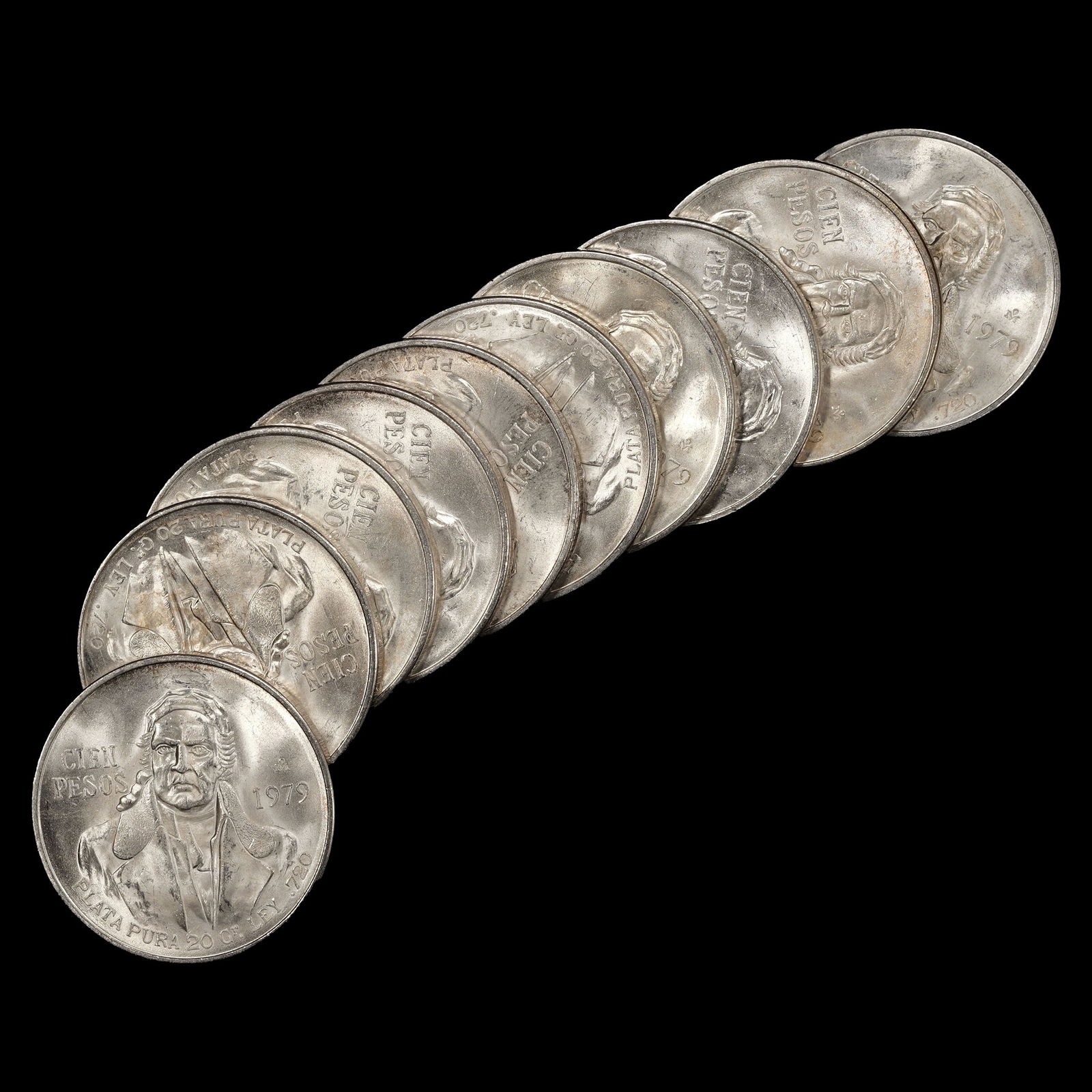 *6.425 oz ASW* (10) 1979 BU Mexico 100 Pesos Silver Morelos Coins (1 of 2)