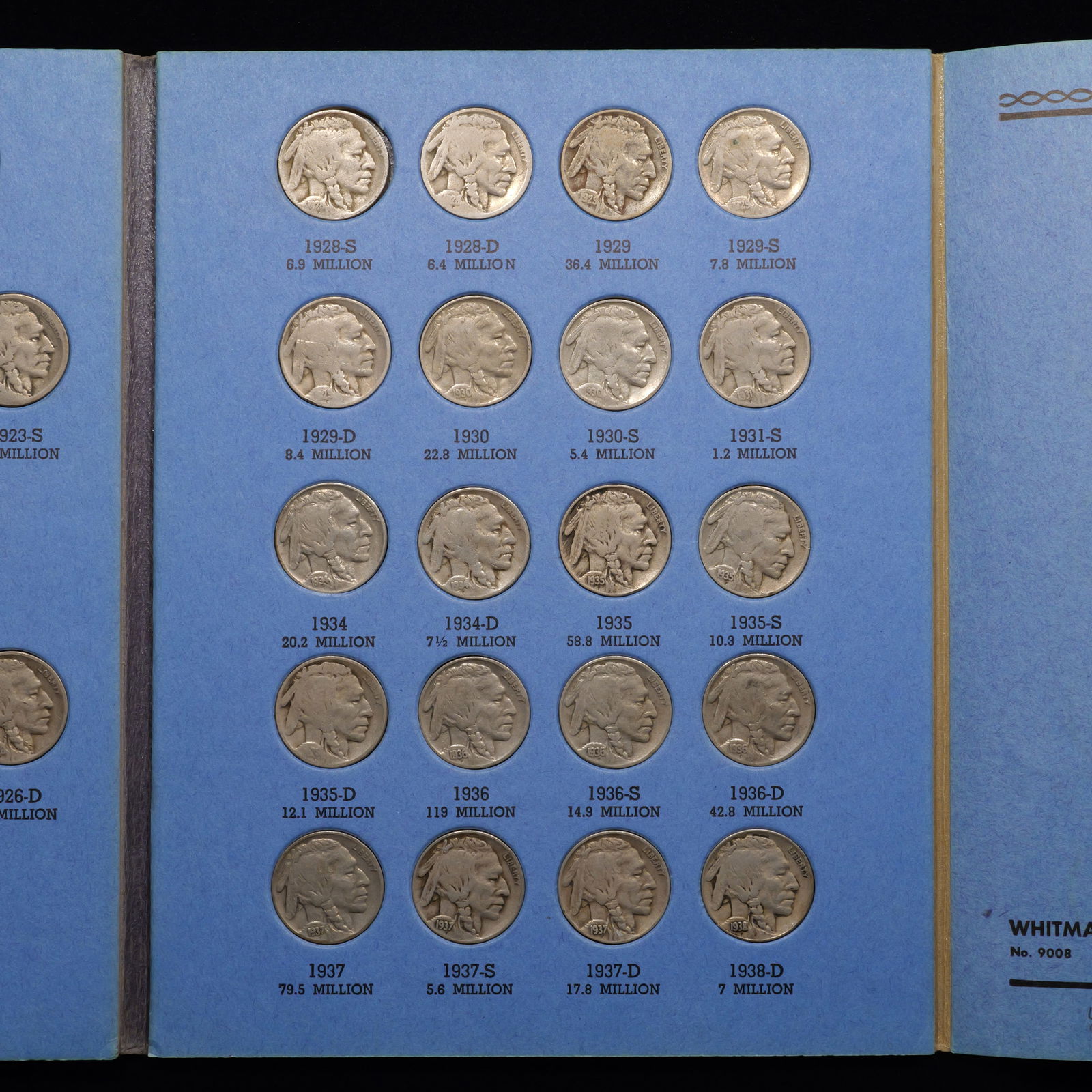 Mostly Complete Buffalo Nickel Album - Circulated - Many Low Mintage Dates! (1 of 4)