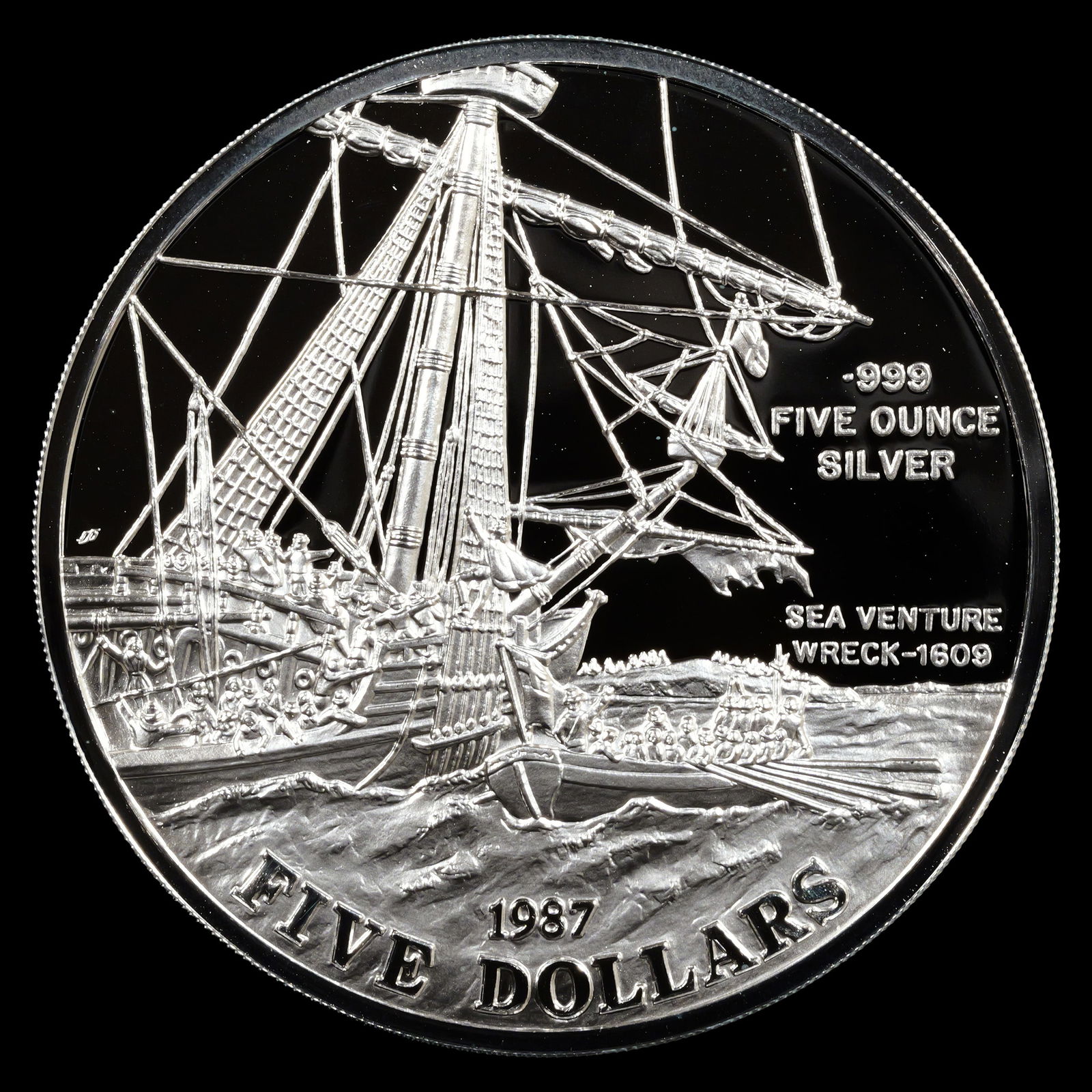 *HIGHLIGHT**5 oz ASW* 1987 Bermuda $5 - 5 oz Troy .999 Fine Silver Round (1 of 3)