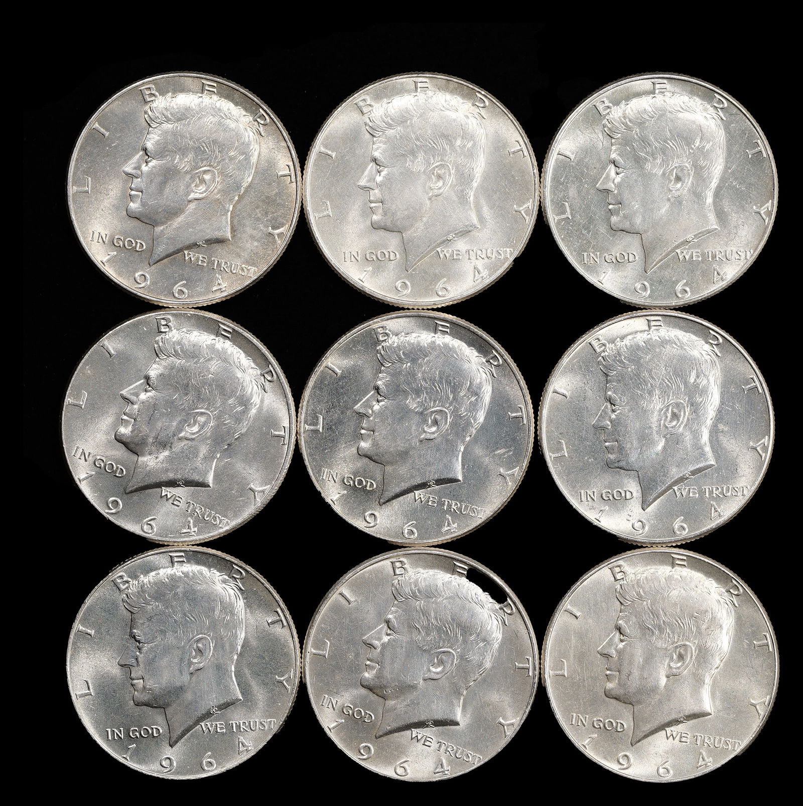 *3.2553 oz ASW* (9) 1964 Kennedy Half Dollars - 50c - Choice Brilliant Uncirculated (1 of 2)