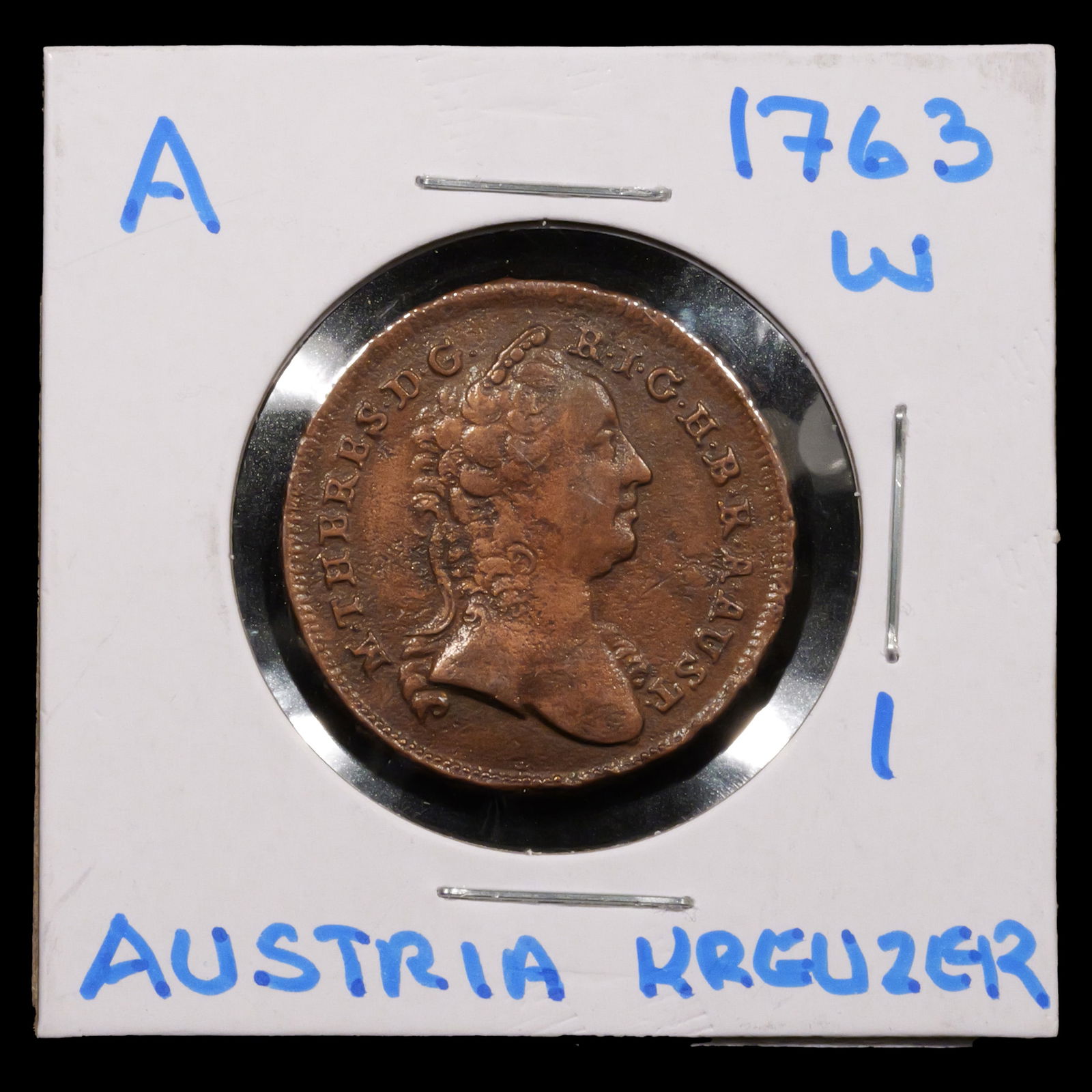 1763-W Austria Copper Kreutzer - High Grade: Great detail on this