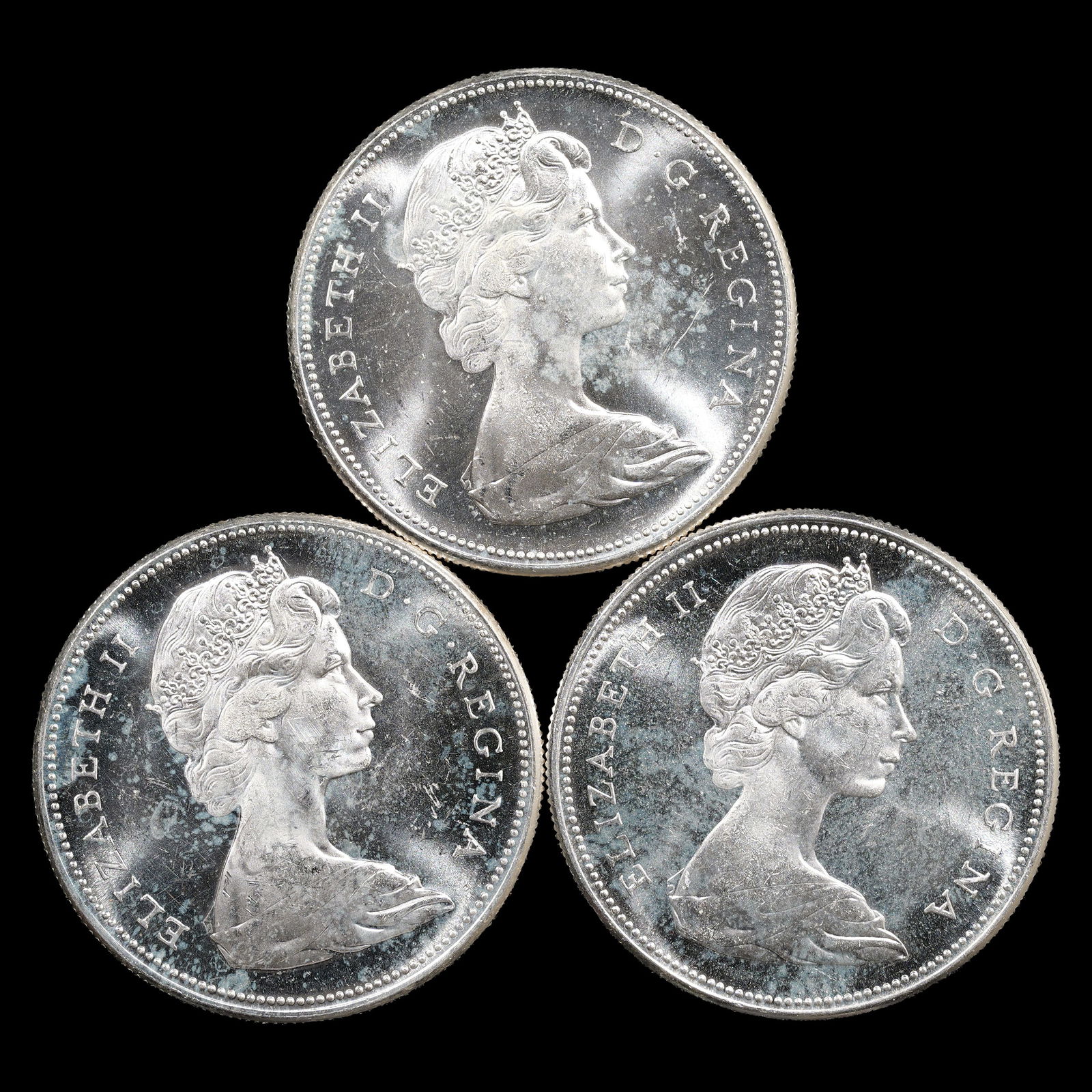 *1.8 oz ASW* (3) 1967 Canada Silver Dollars - CA$1 - GEM Brilliant Uncirculated (1 of 2)