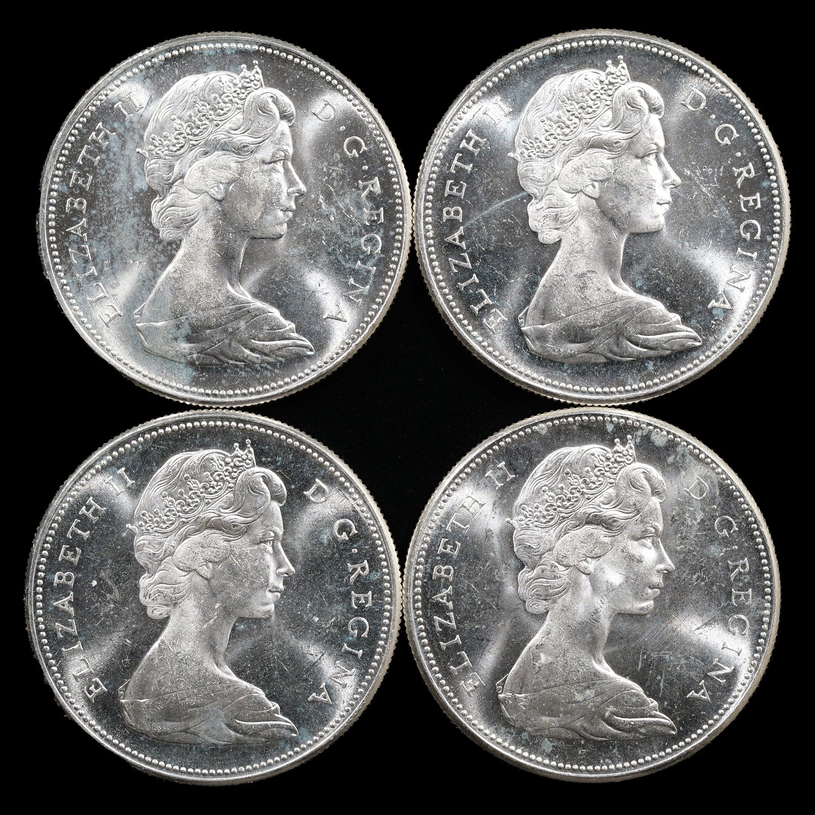 *2.4 oz ASW* (4) 1967 Canada Silver Dollars - CA$1 - GEM Brilliant Uncirculated (1 of 2)