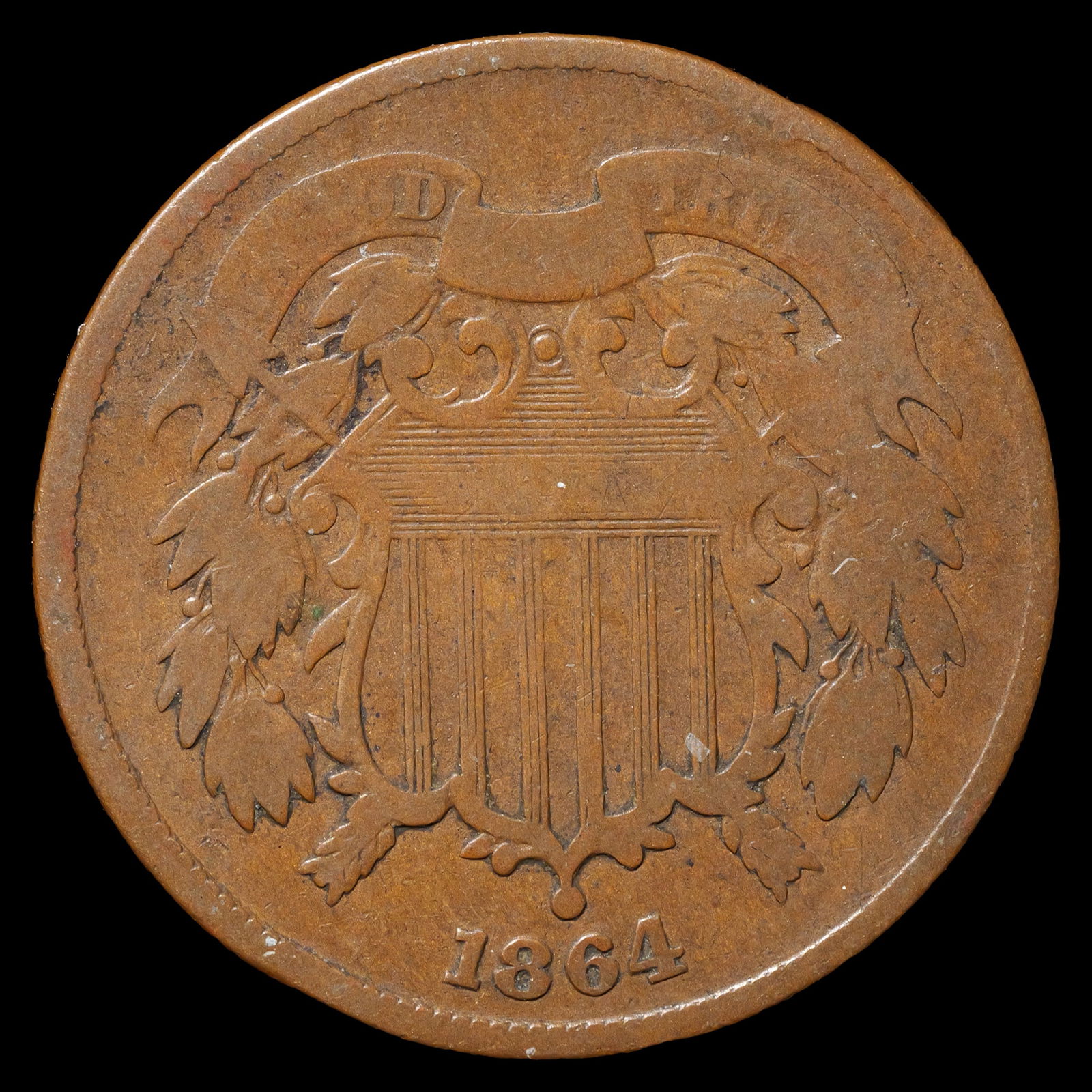 1864 Two Cent Piece - 2c - Circulated (1 of 2)