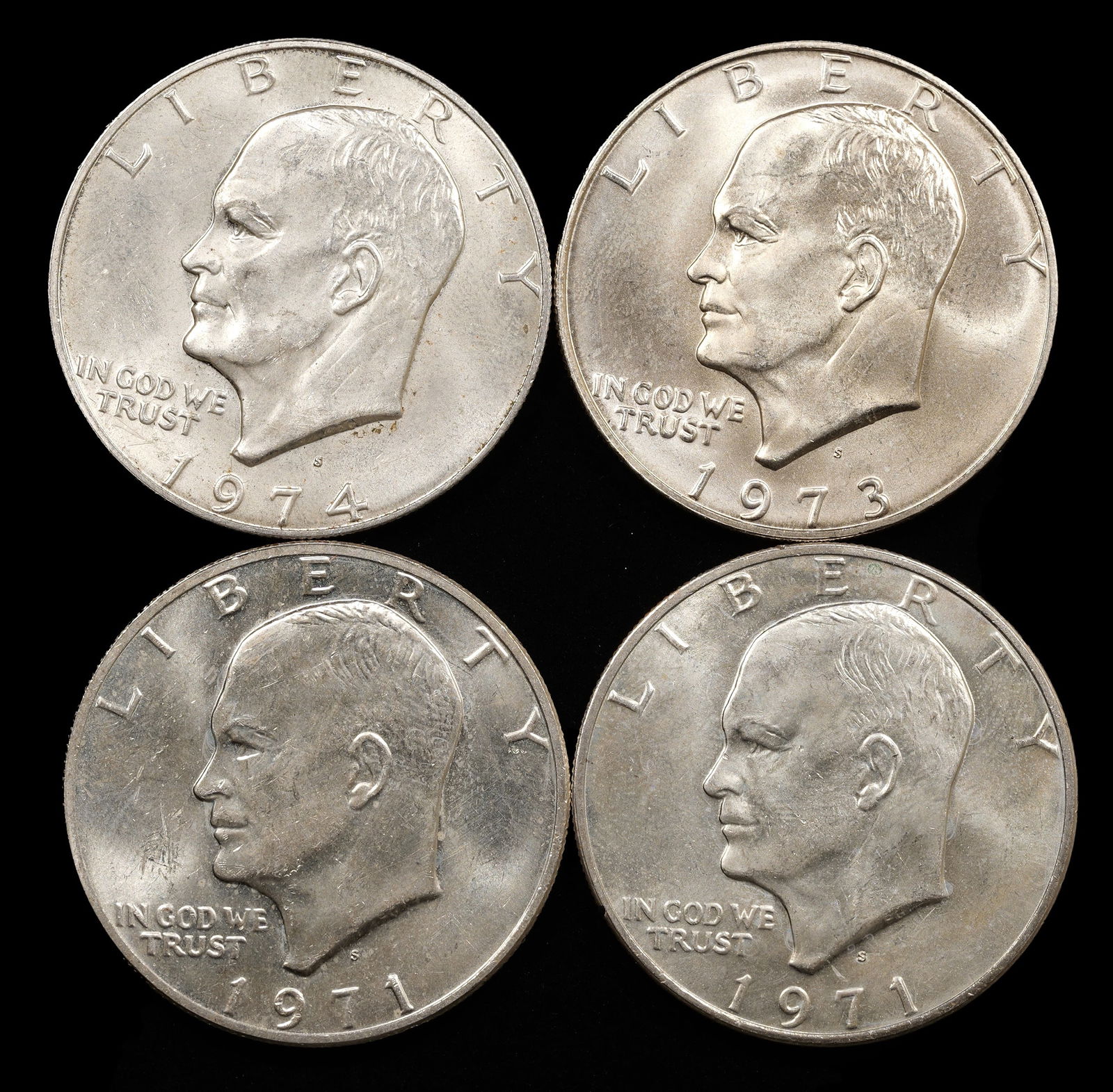 *1.2648 oz ASW* (4) Mixed Date Silver Ike Dollars - $1 - Choice BU to Superb GEM (1 of 2)