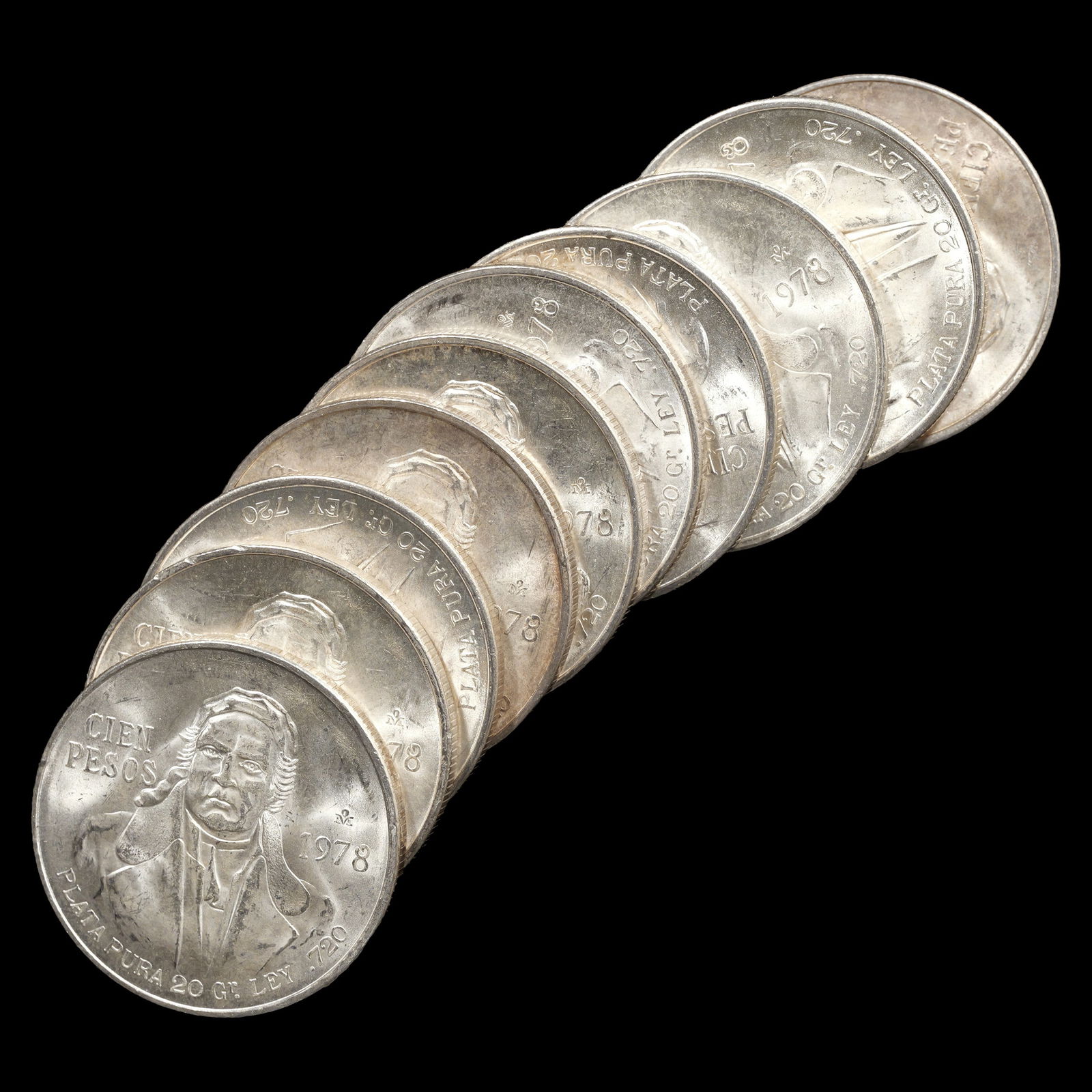 *6.425 oz ASW* (10) 1978 BU Mexico 100 Pesos Silver Morelos Coins (1 of 2)