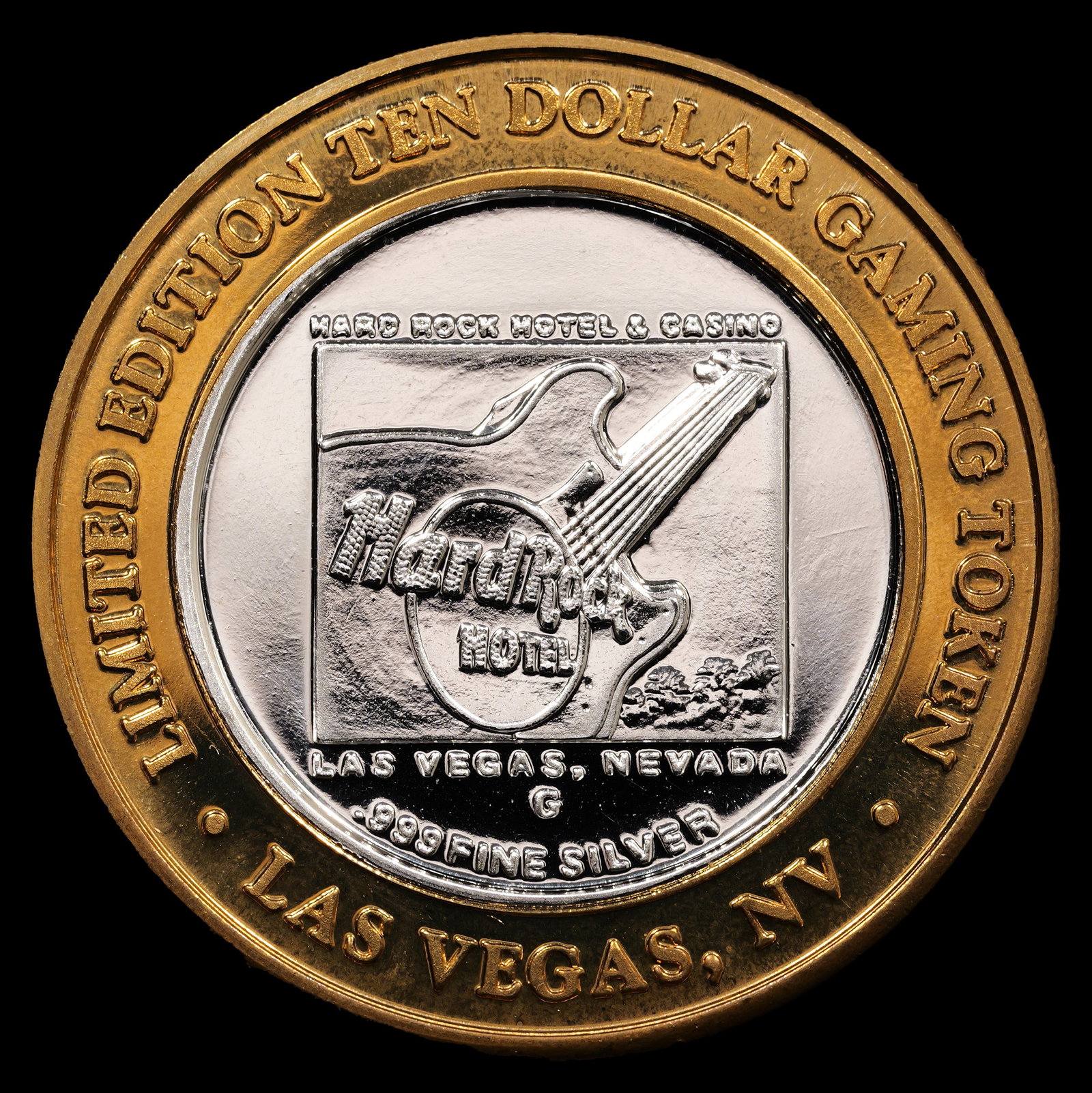 *0.6 oz ASW* Hard Rock Hotel Las Vegas - $10 Silver Casino Token: 1 Silver Bullion token - 0.6 oz Actual Silver Weight