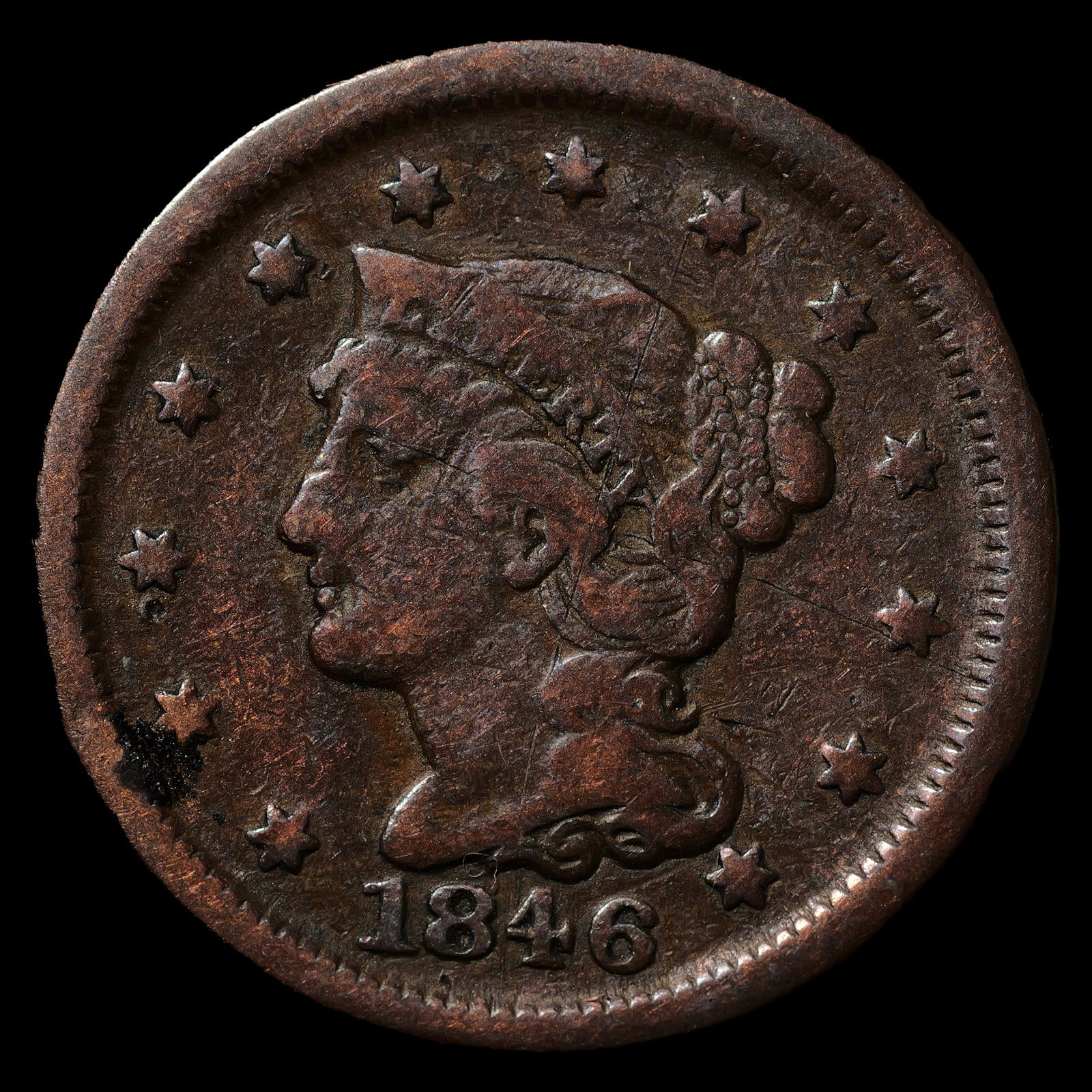 1846 Braided Hair Large Cent - 1c - Circulated (1 of 2)