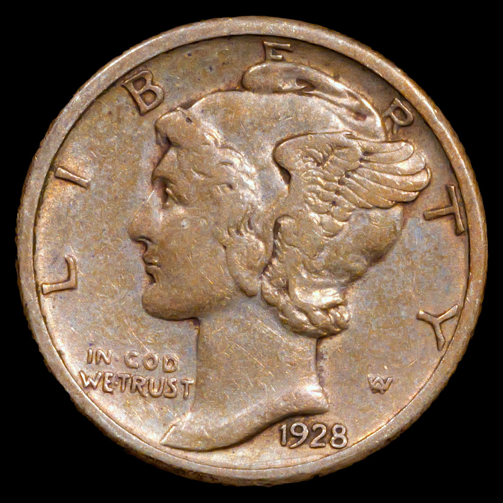 1928 Mercury Dime - 10c - About Uncirculated - Nicely Toned (1 of 2)