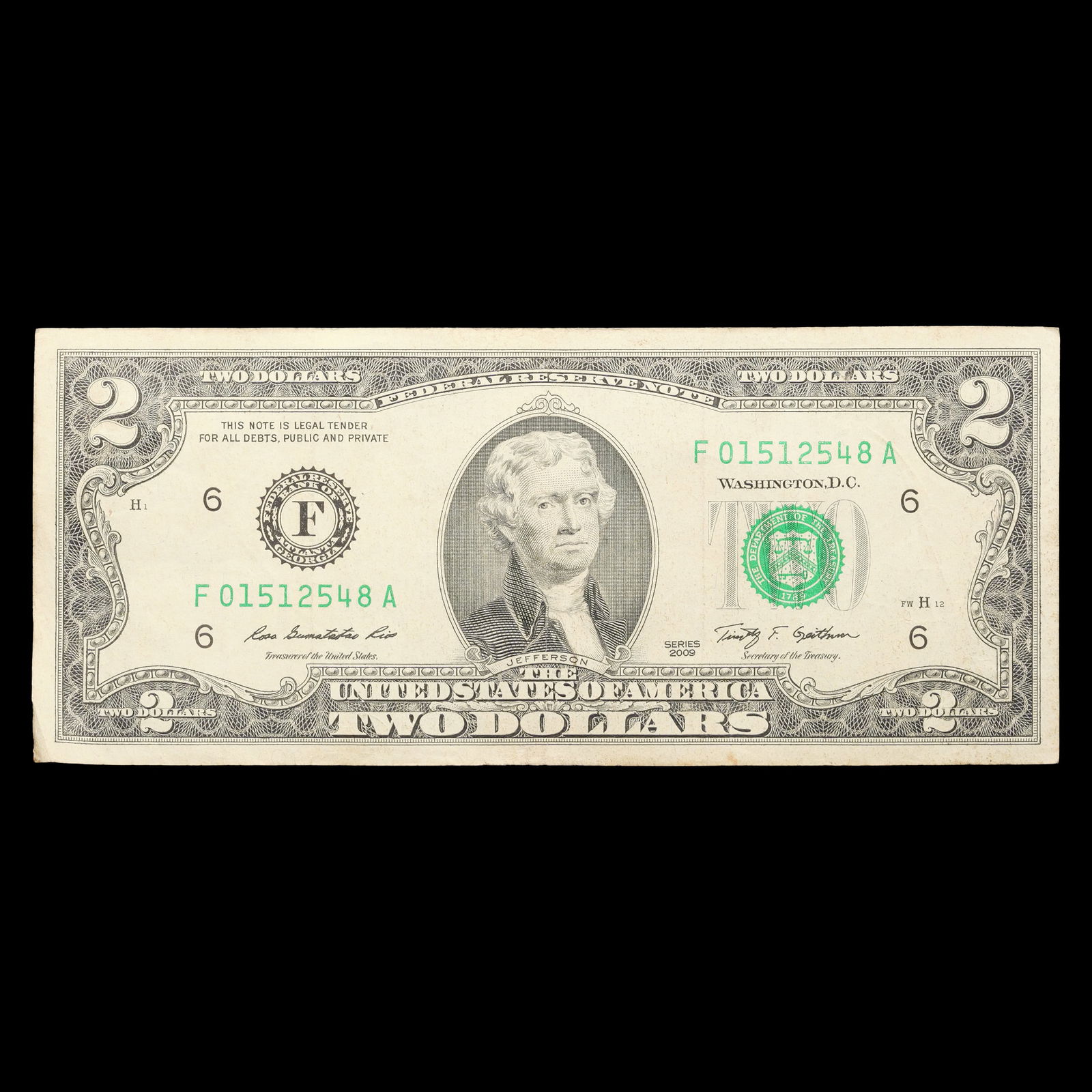 2009 United States 2 Dollar Federal Reserve Note (1 of 2)