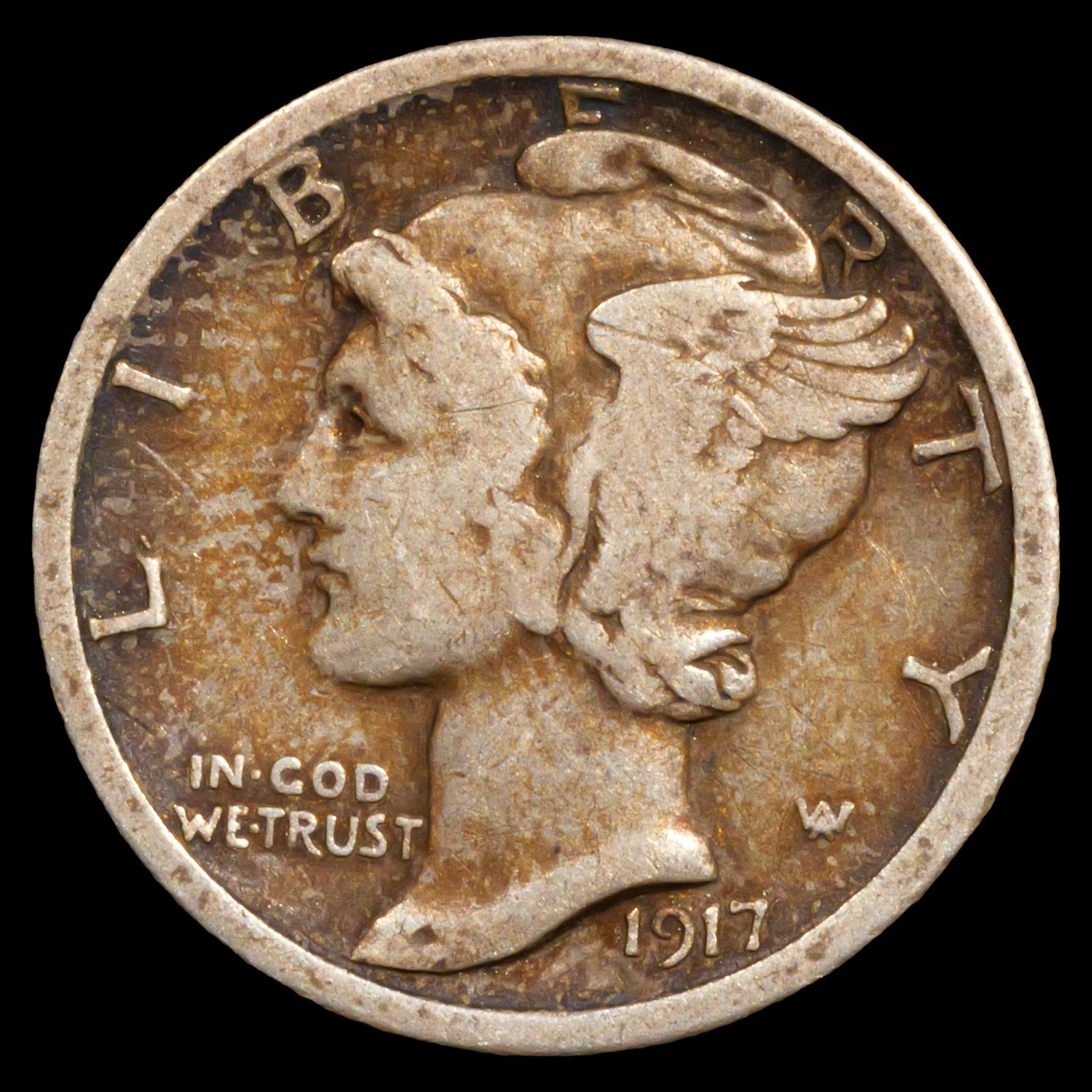 1917 Mercury Dime - 10c - Very Fine - Toned (1 of 2)