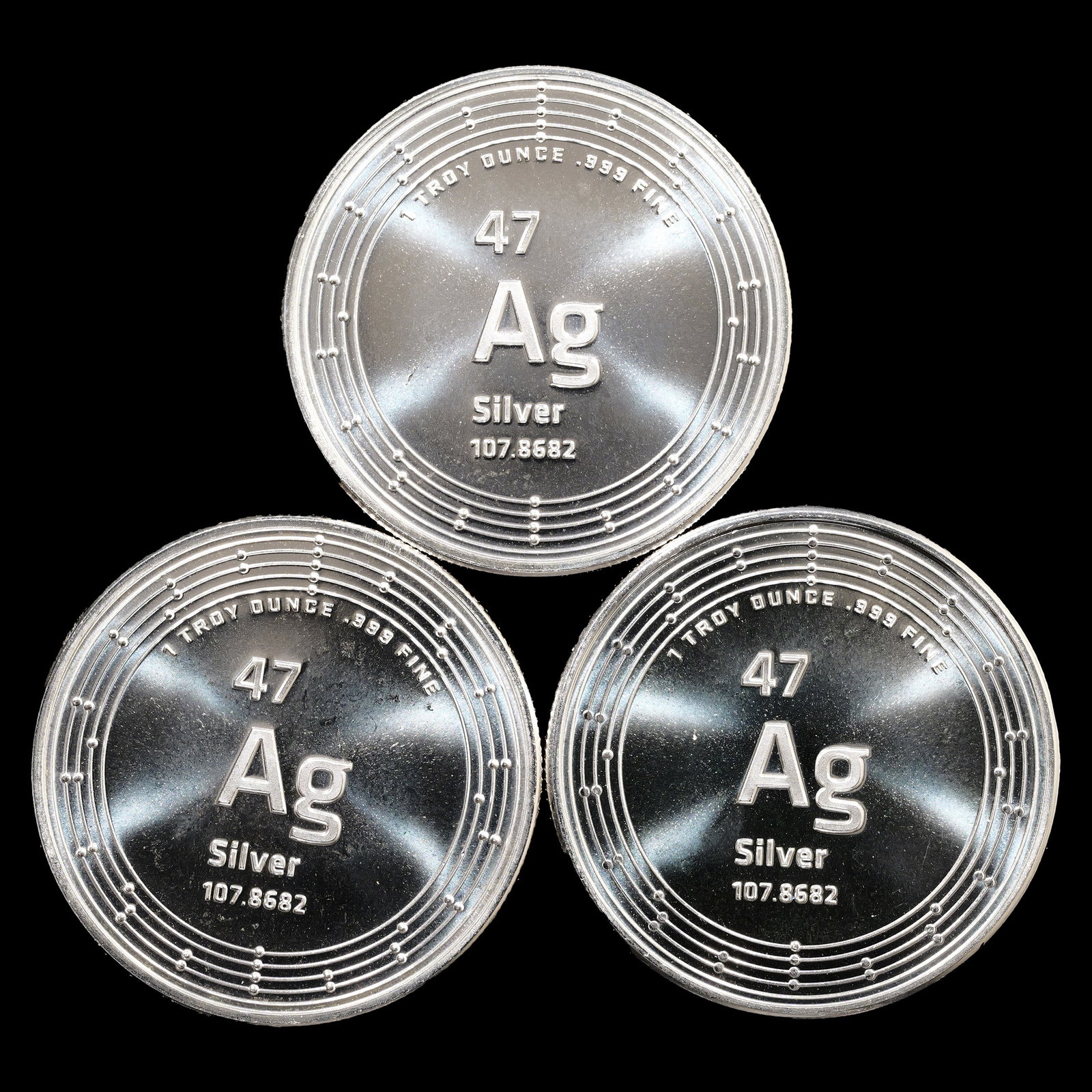 *3 oz ASW* (3) Elemental - 1 oz Troy .999 Fine Silver Round: 3 oz Actual Silver Weight