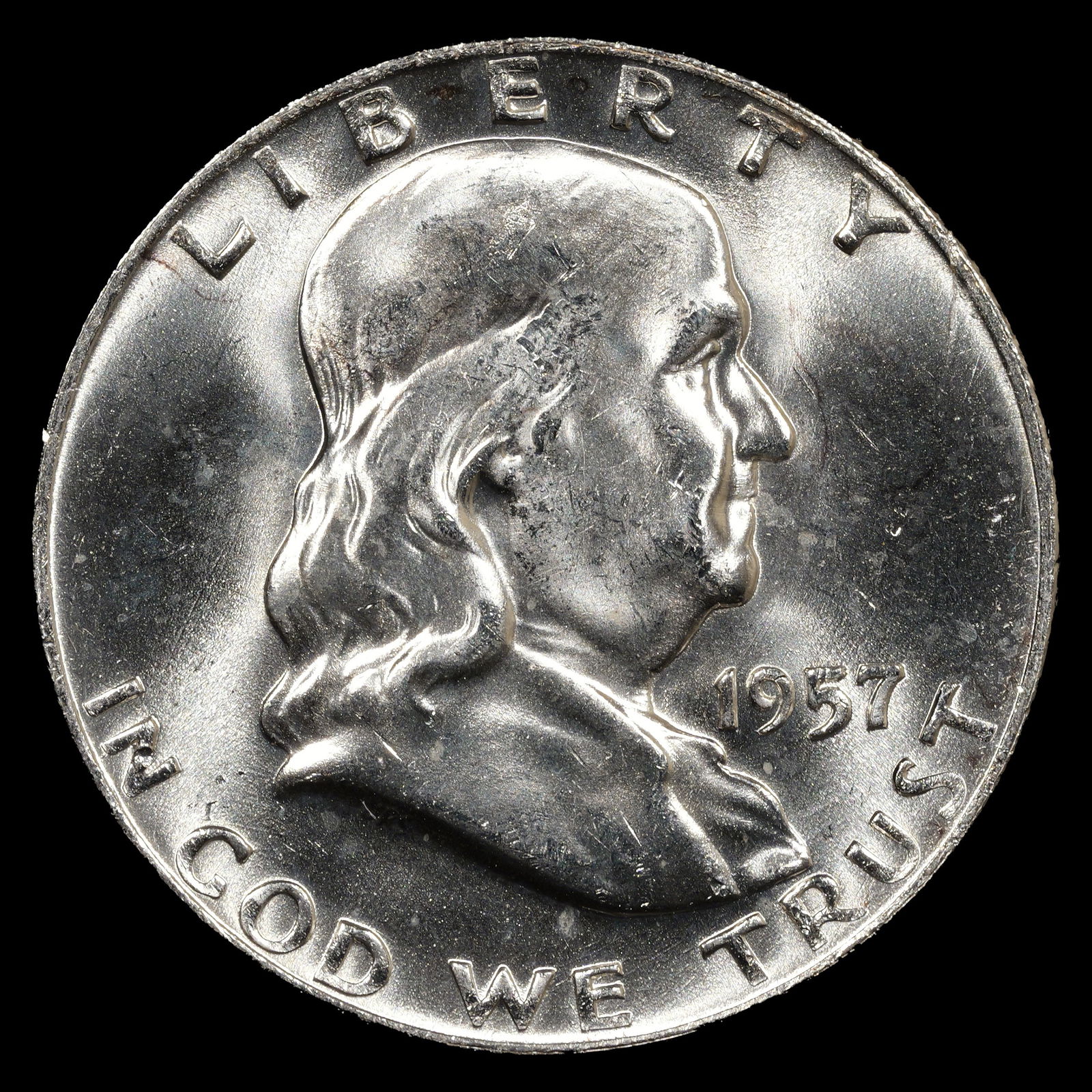 1957-D Franklin Half Dollar - 50c - GEM Plus Uncirculated w/ FBL (1 of 2)