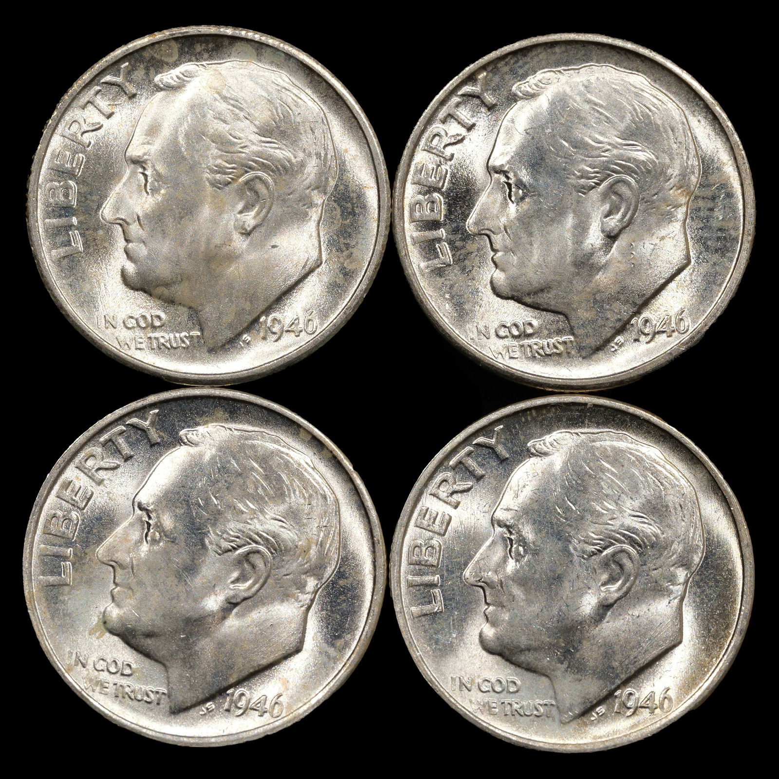 (4) 1946-S Roosevelt Silver Dimes - 10c - GEM Uncirculated *FULL BANDS* (1 of 2)