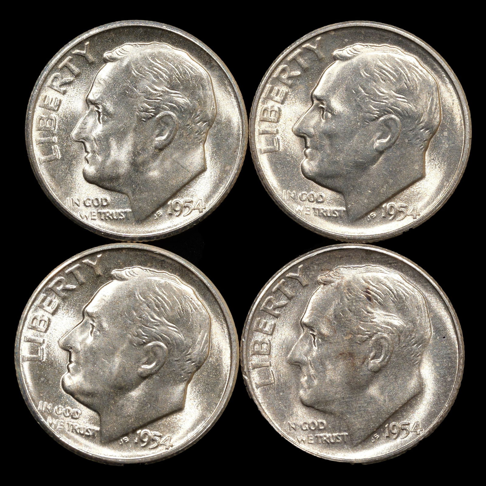 (4) 1954-S Roosevelt Silver Dimes - 10c - GEM Uncirculated (1 of 2)