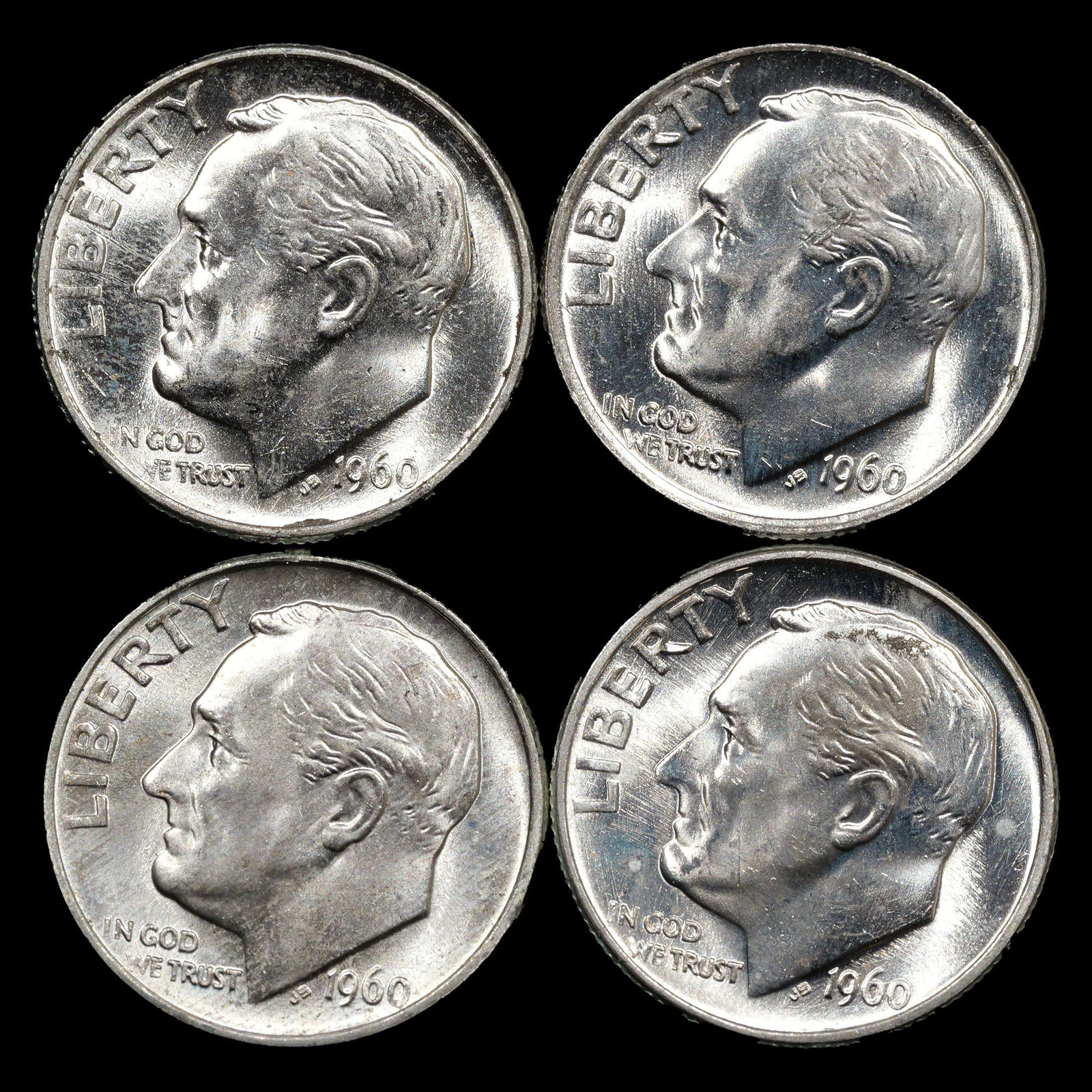 (4) 1960 Roosevelt Silver Dimes - 10c - GEM Uncirculated (1 of 2)