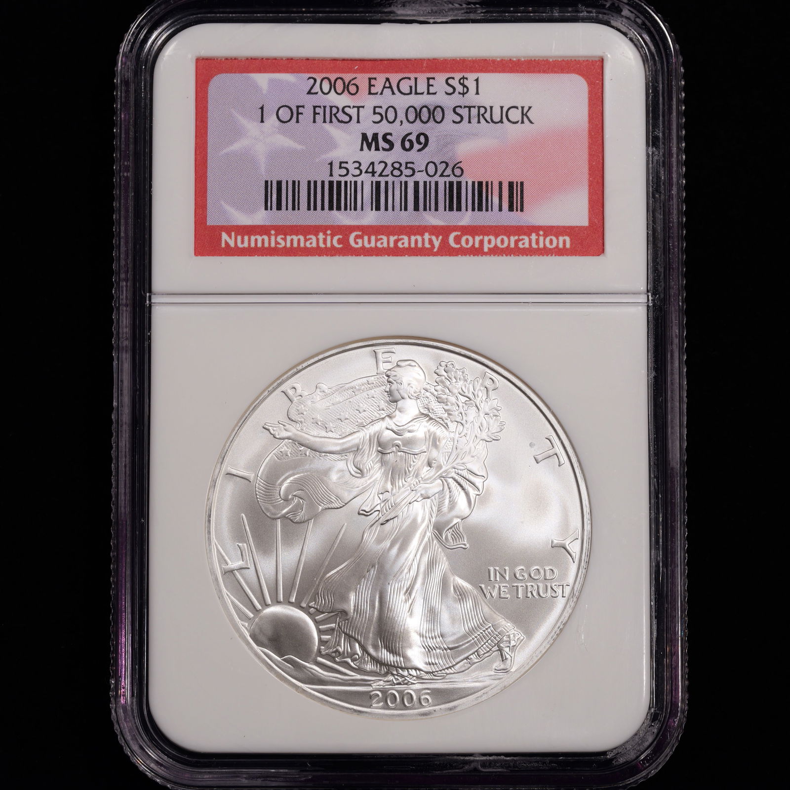 2006 American Silver Eagle - 1 of First 50,000 Struck - S$1 - NGC GRADED MS69 (1 of 2)