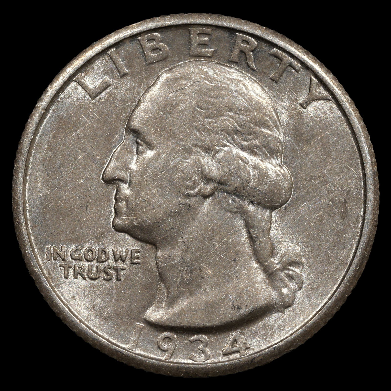 1934 Washington Silver Quarter - 25c - Choice Plus About Uncirculated (1 of 2)