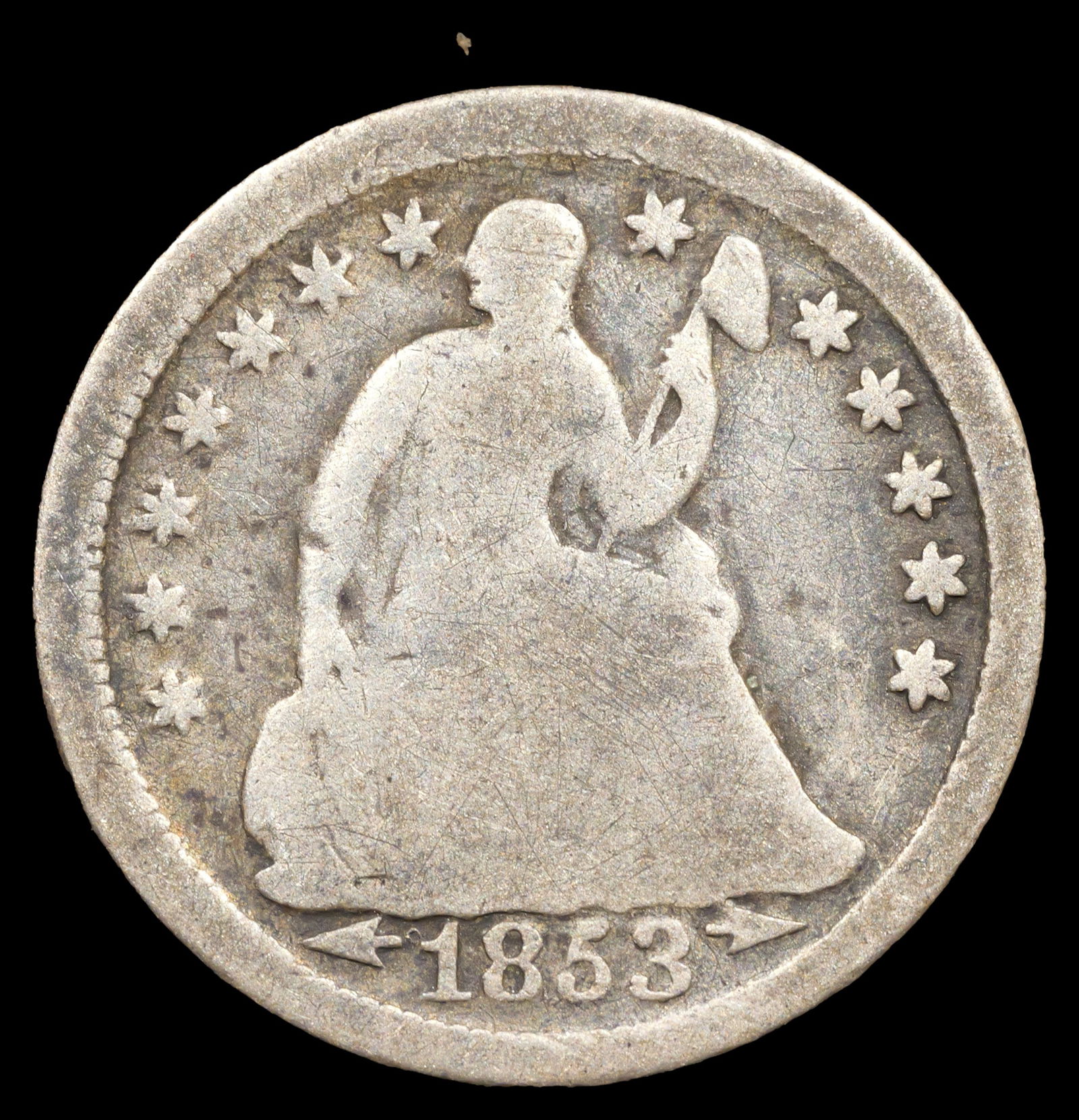 1853 Half Dime w/ Arrows - h10c - Circulated (1 of 2)
