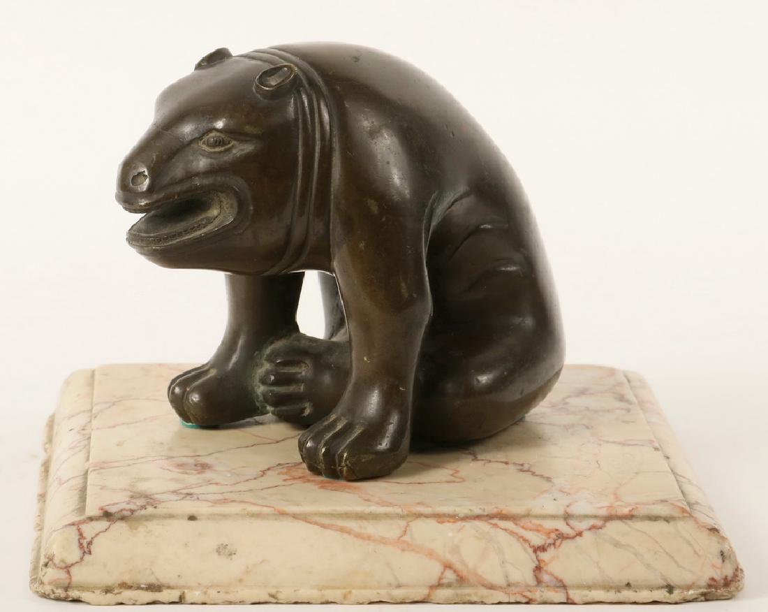 CHINESE BRONZE SCULPTURE WITH MARBLE STAND (1 of 3)