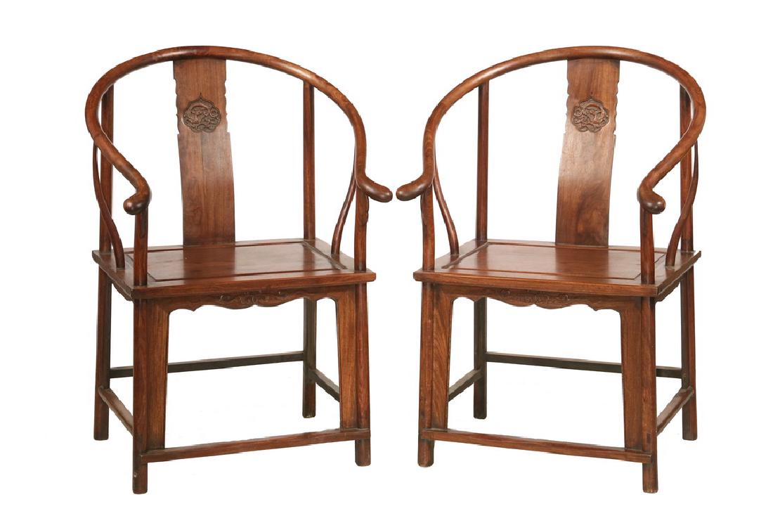 PAIR OF CHINESE HORSESHOE ARMCHAIRS (1 of 5)