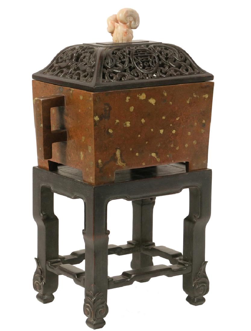CHINESE GOLD SPLASH CENSER ON STAND (1 of 4)