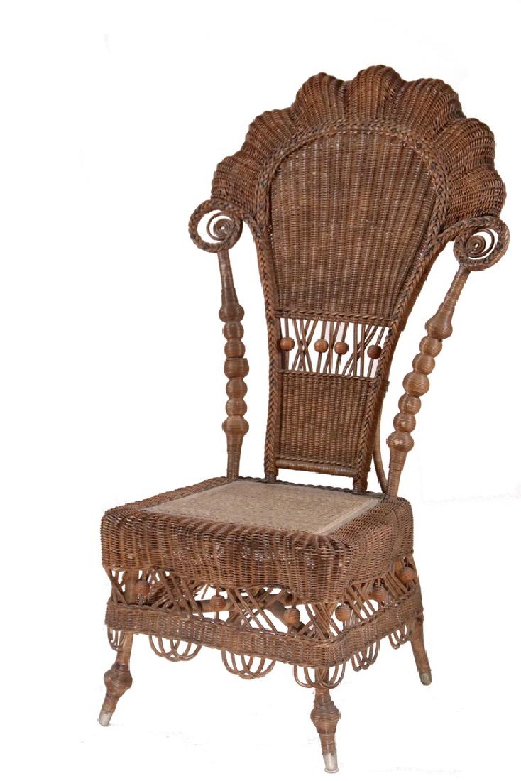 VINTAGE WICKER HIGH BACK PARLOR CHAIR (1 of 4)