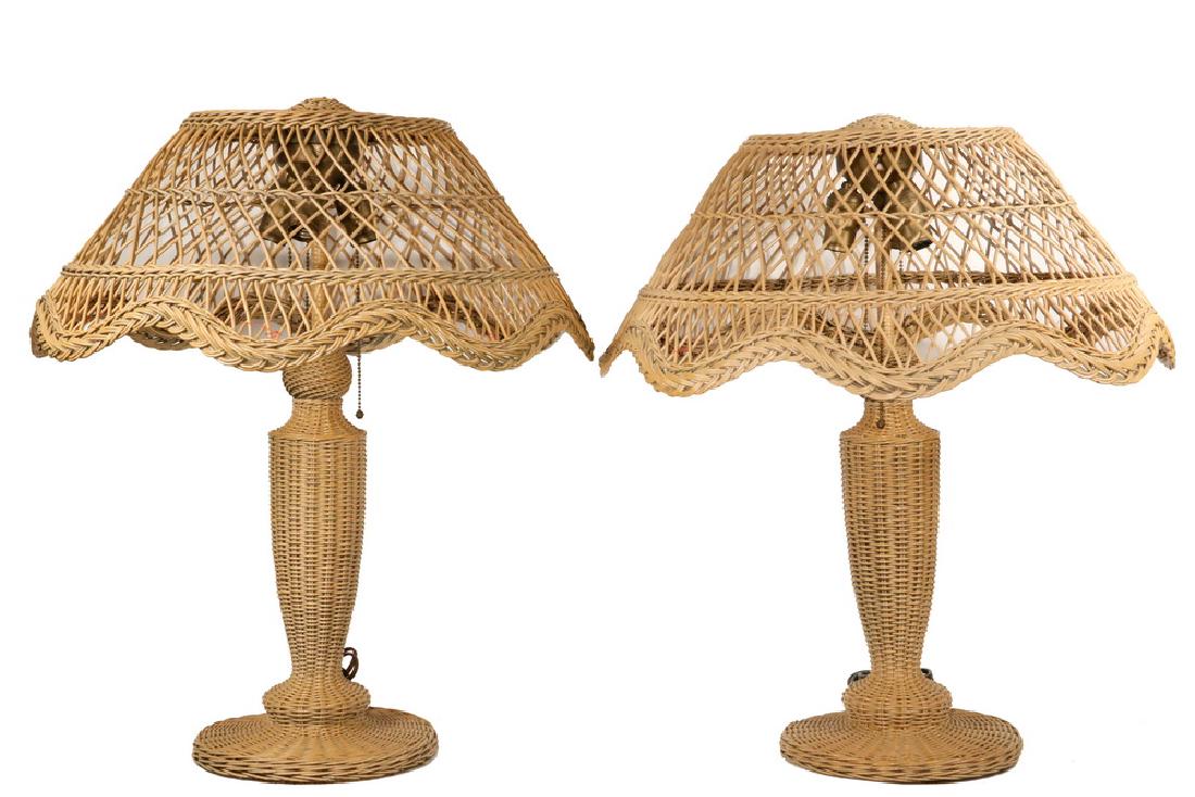 PAIR OF WICKER TABLE LAMPS (1 of 1)