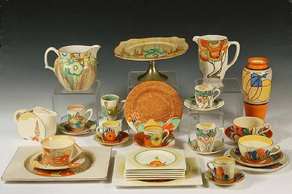 (34 PCS) CLARICE CLIFF ART DECO POTTERY (1 of 5)